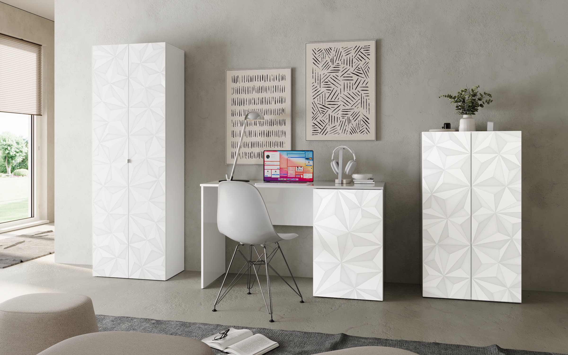 INOSIGN Aktenschrank »Prisma, Breite 63 cm, Höhe 114 cm, 2 Türen (2 Einlegeböden)«, Büroschrank, Mehrzweckschrank, Front mit Siebdruck