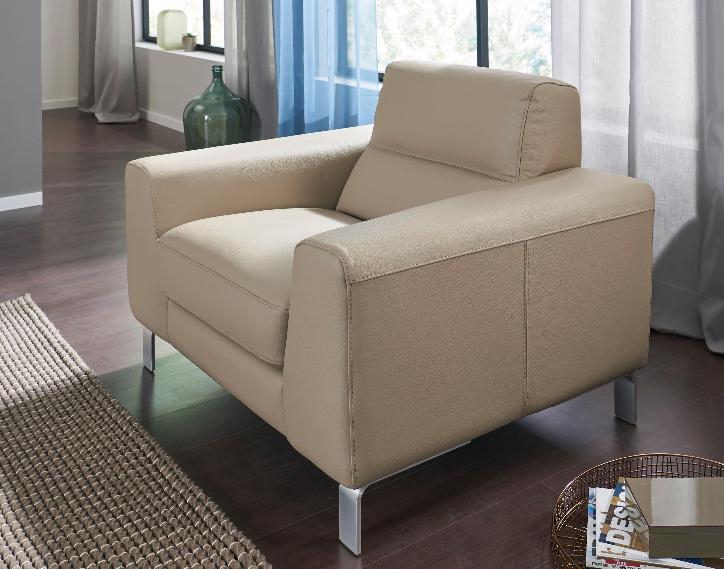 CALIA ITALIA Sessel »Simon Loungesessel, Designsessel, sehr bequem«, in zwei Lederqualitäten