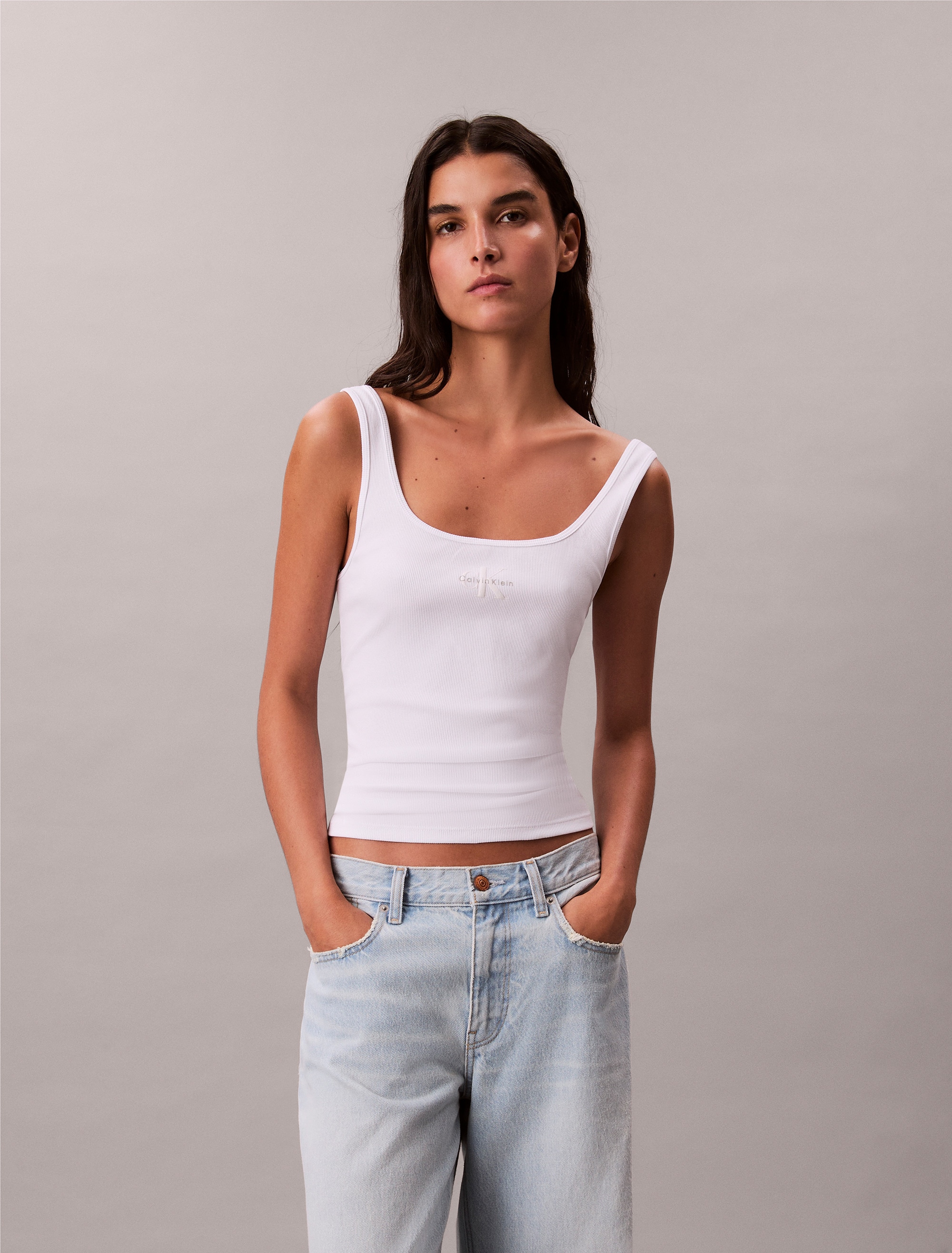 Calvin Klein Jeans Tanktop »MONOGRAM SCOOP NK RIB TANK TOP«, Mit ...