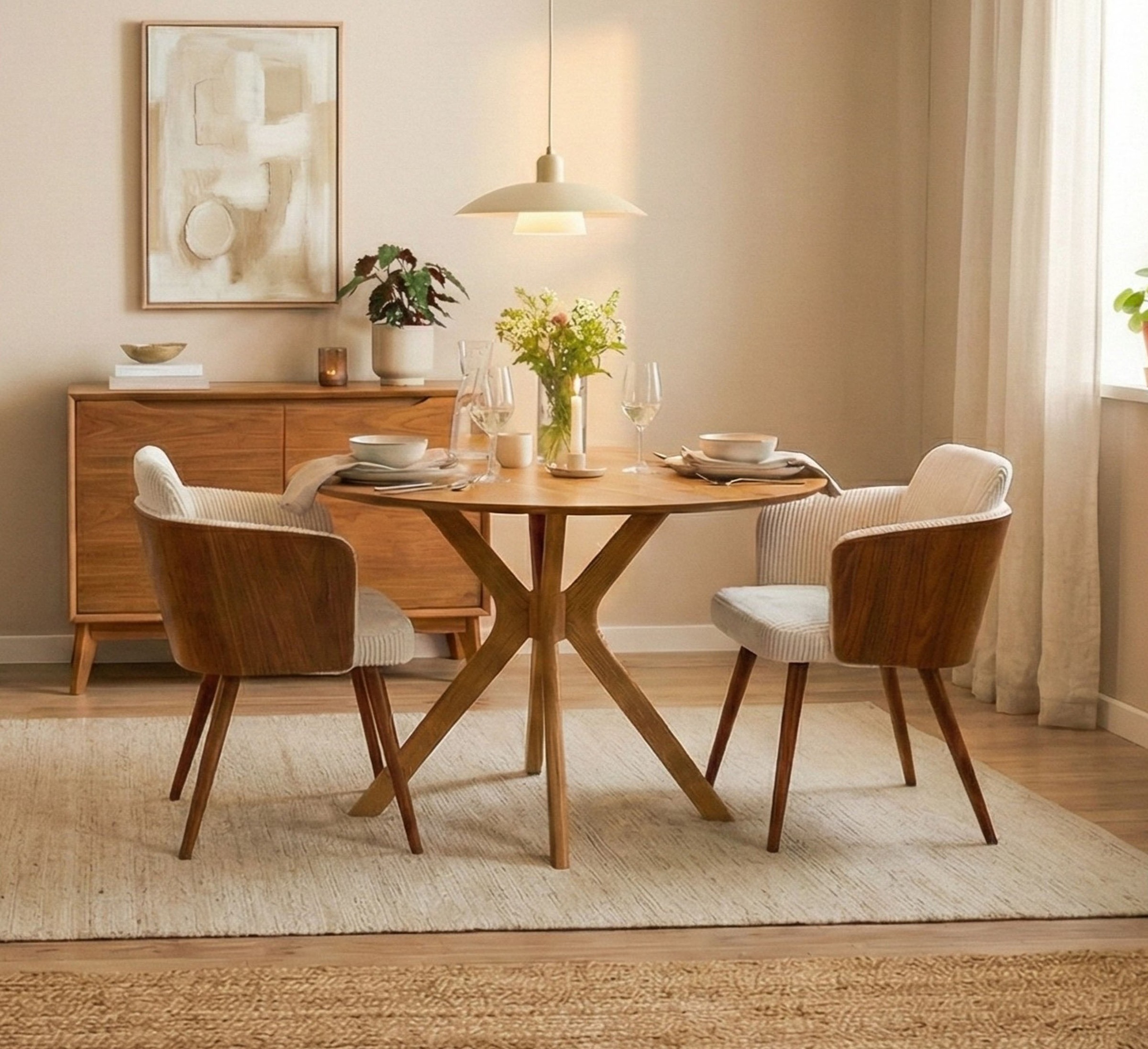 Jahnke Esstisch "DINE ROX" Esstisch, rund, Massivholz, Skandi-Look, für bis zu 4 Personen, 115 cm