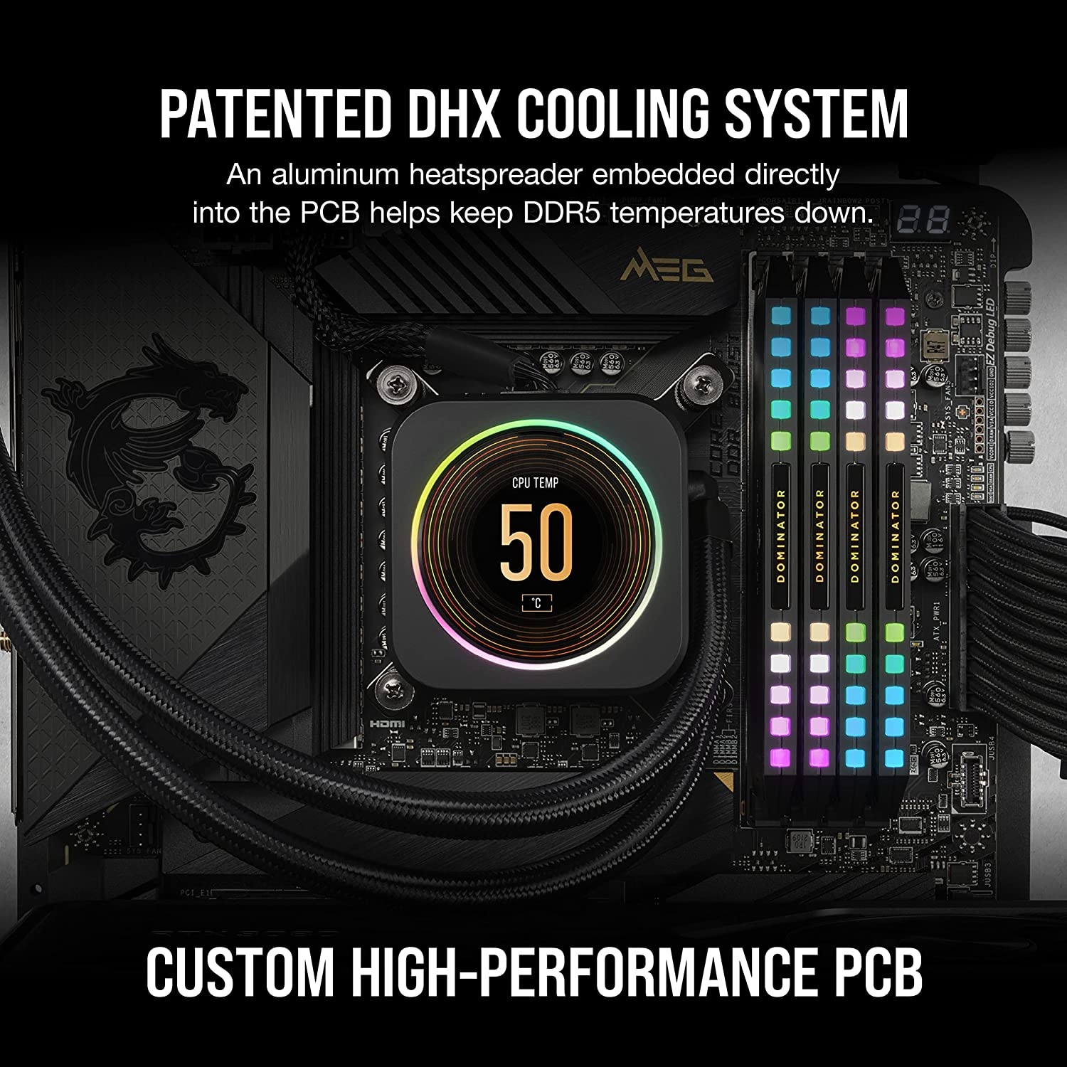 Corsair Arbeitsspeicher »DOMINATOR PLATINUM RGB DDR5 5600 64GB (2x32GB)«, RGB Beleuchtung ICUE, Intel optimiert