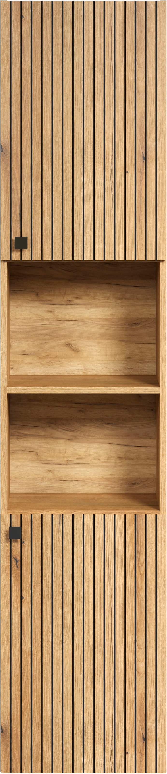 welltime Hochschrank »Amrum Badezimmerschrank Standschrank Badmöbel«, Breite 40cm, geräumiger Hochschrank Eiche Rillenoptik Badschrank