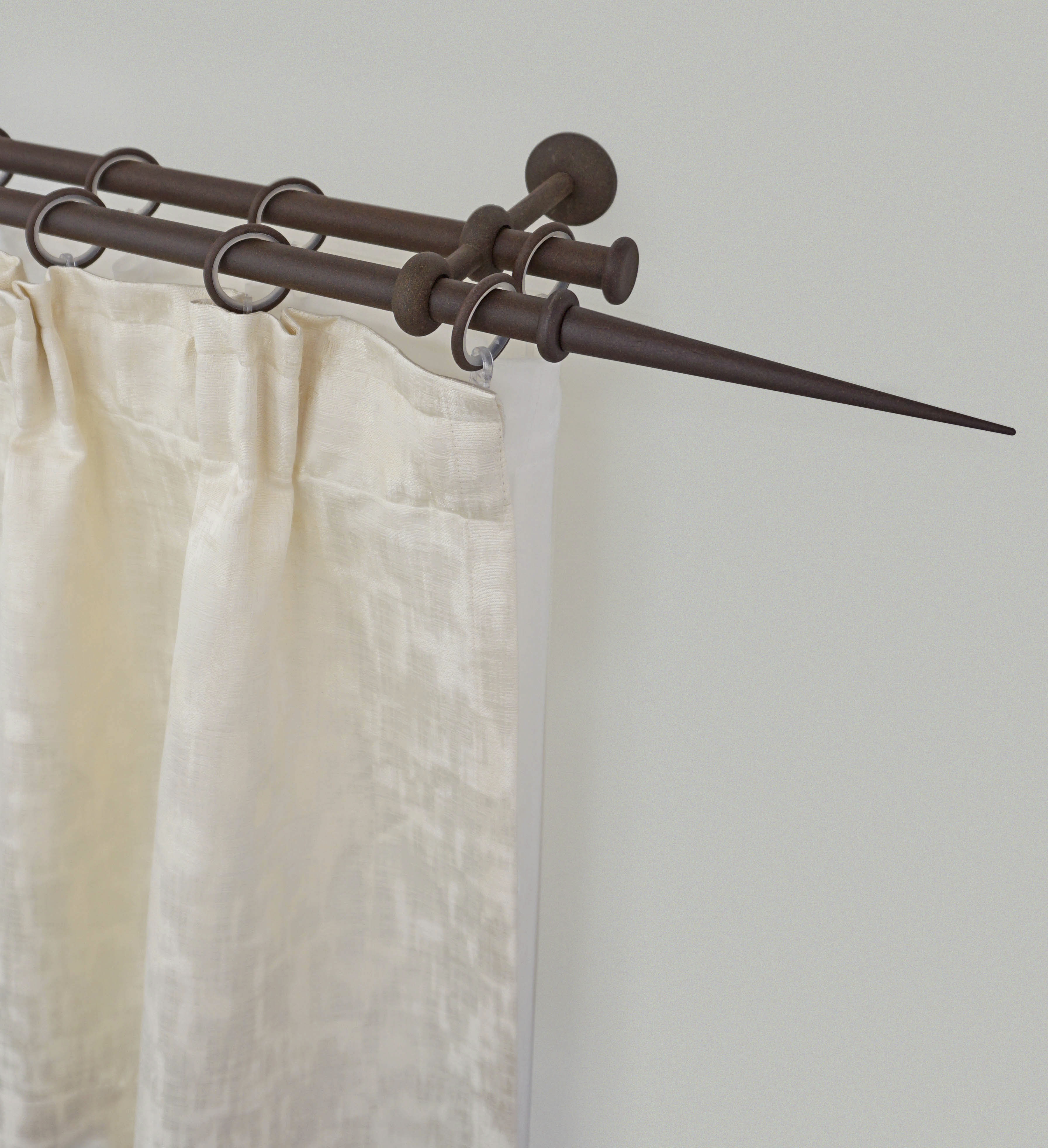 GARESA Gardinenstange "ESPERANCA" Ø 16 mm 2 läufig-läufig Wunschmasslänge rustikale Vorhanggarnitur, verlängerbar, Endknopf Spitze, m. Ringe
