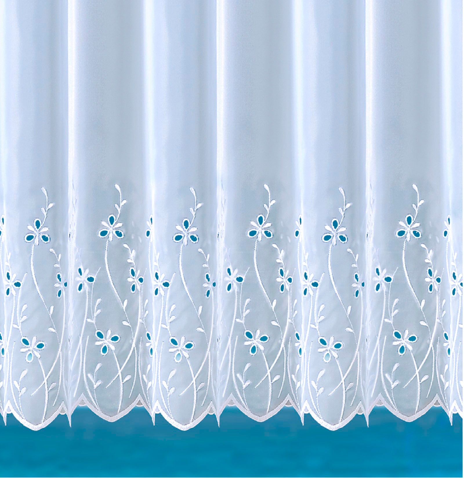 Weckbrodt Gardine »Freising«, (1 St.), echte Stickerei, Lochstickerei, Voile, halbtransparent, Bordüre, Store
