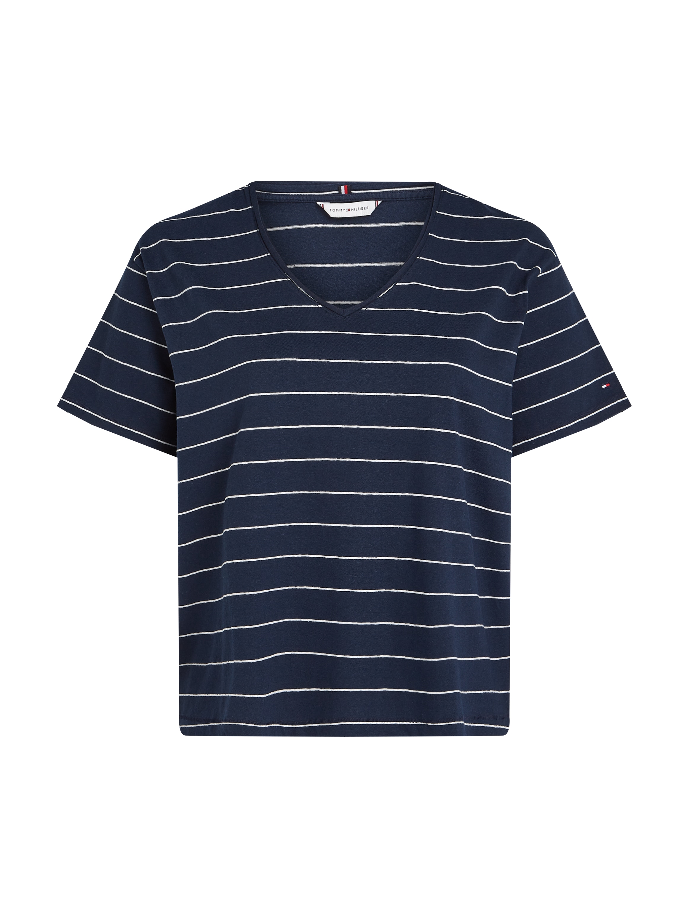 Tommy Hilfiger Curve V-Shirt »CRV MODERN CO LINEN V-NK SS«, in Grossen Grössen