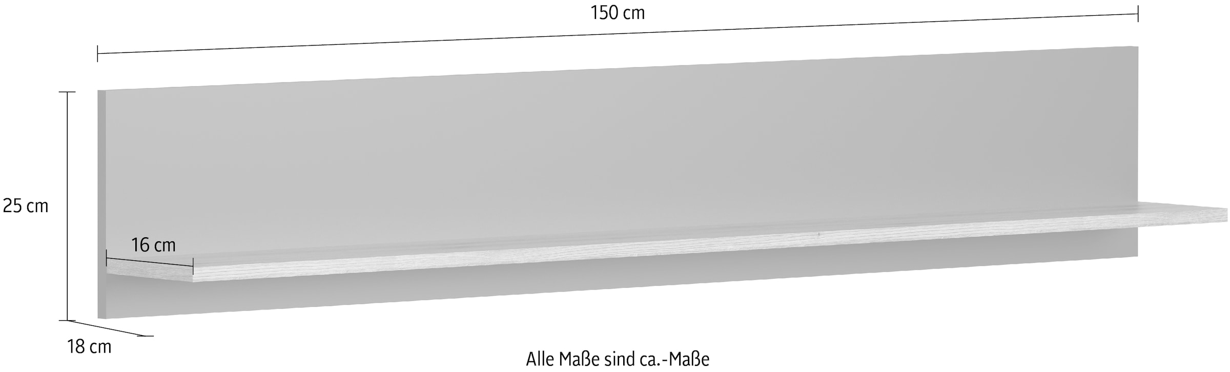 INOSIGN Wandboard »Estepona«, (1 St.), grosszügige Bücherleiste mit den Massen (B/T/H) 150/18/25 cm