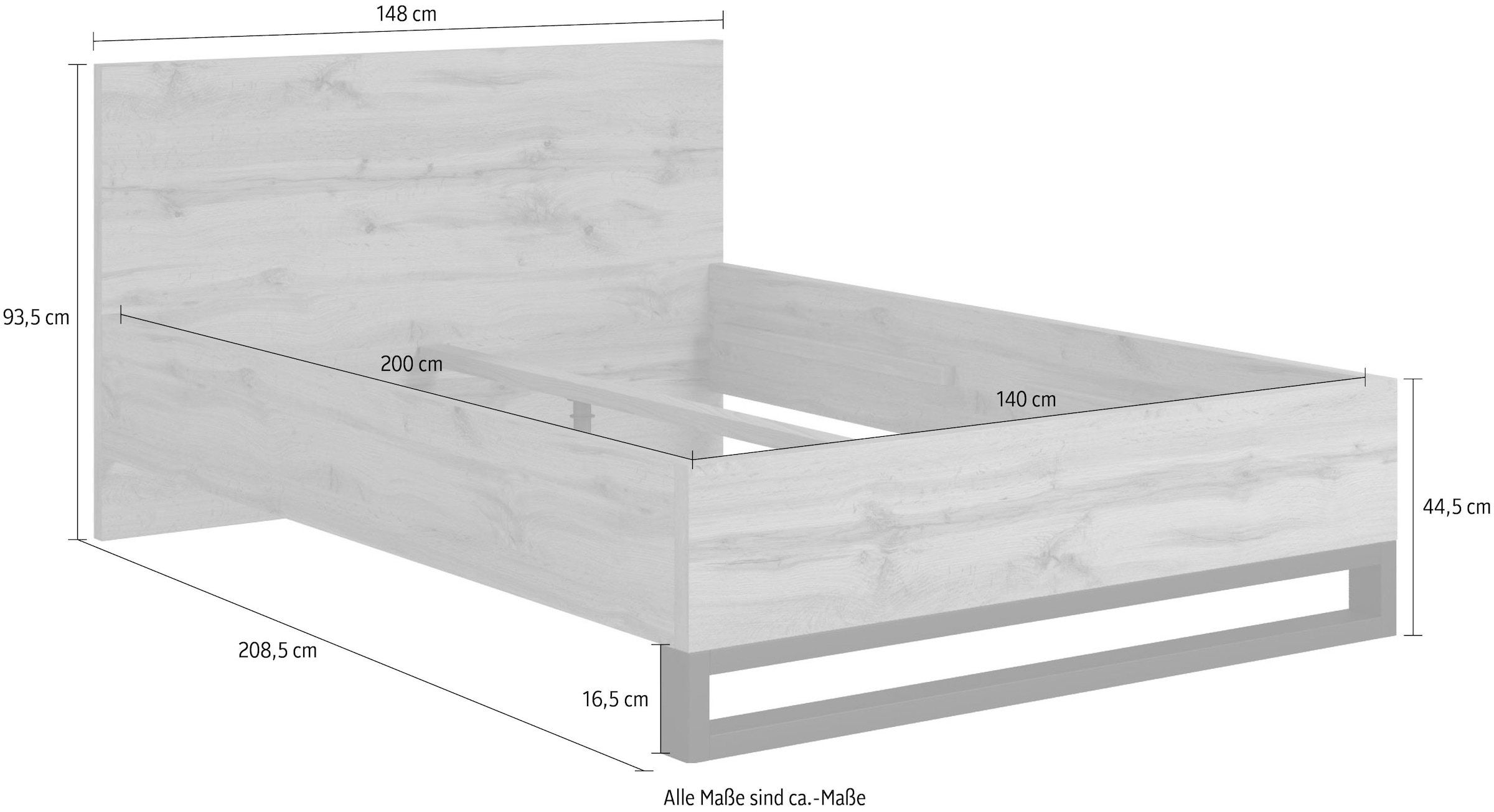 Home affaire Bettgestell »Bronne, Made in Europe«, mit Kufe in Metalloptik, FSC-zertifiziert, wahlweise in 3 Breiten