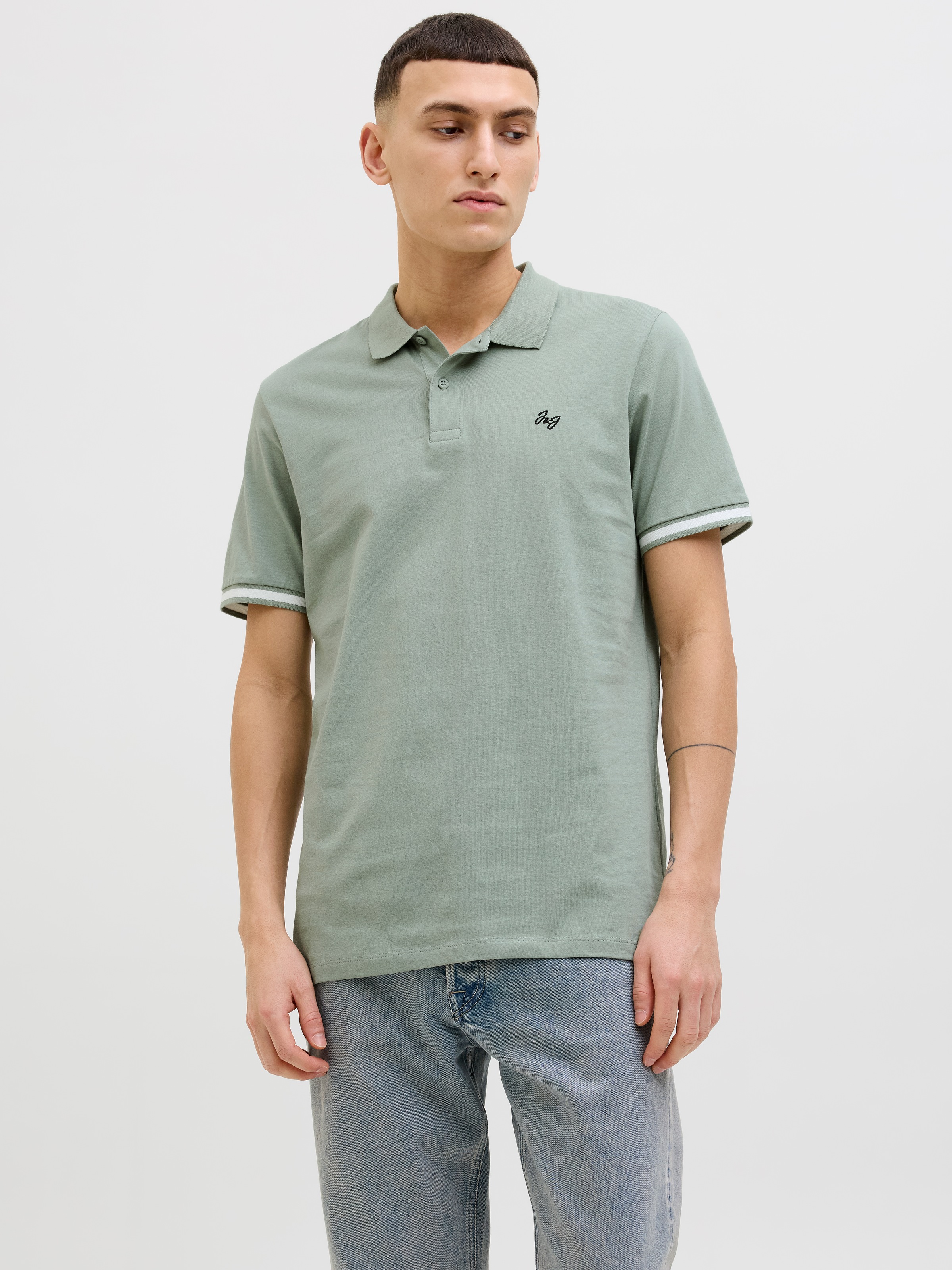 Jack & Jones Poloshirt »JJEJERSEY LOGO POLO SS SN« mit Logo Stickerei