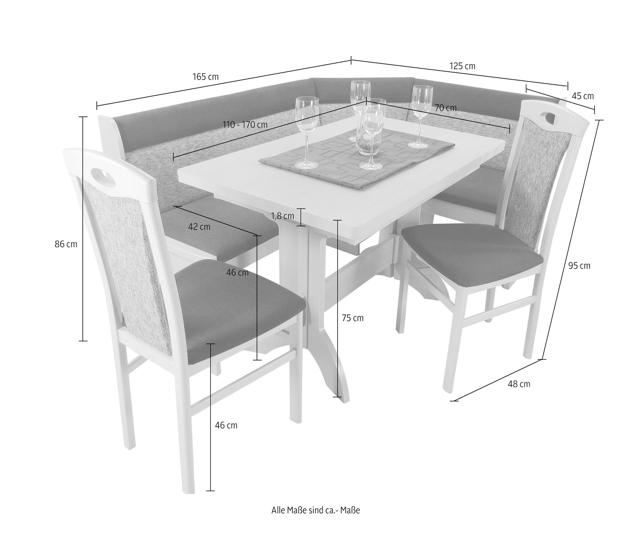 Home affaire Eckbankgruppe »Madrid«, (Set, 4 tlg.), Schenkel wechselbar