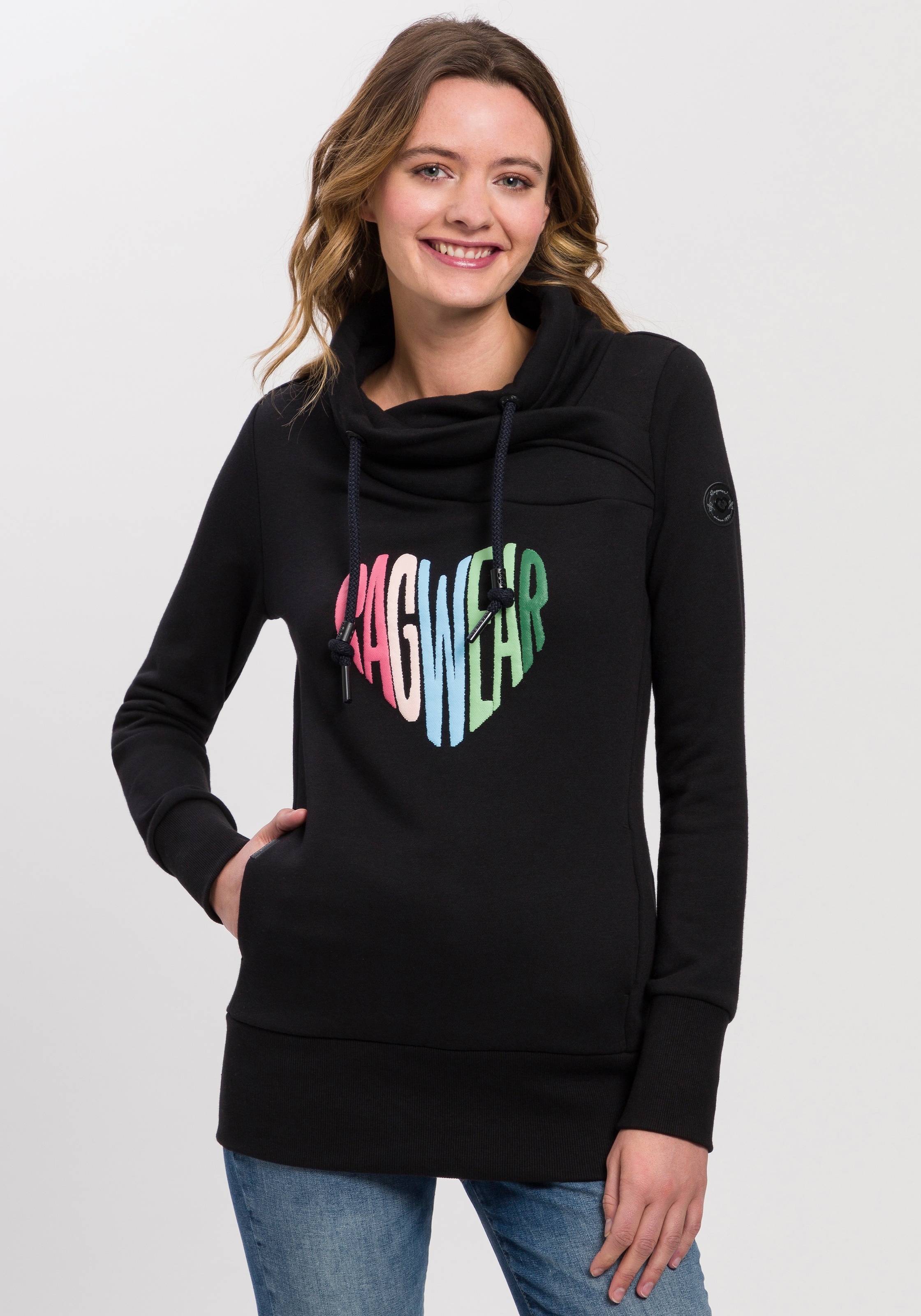 Sweater »NESKA LOVE O«, mit asymetrischem Schalkragen im Rainbow Pride-Design