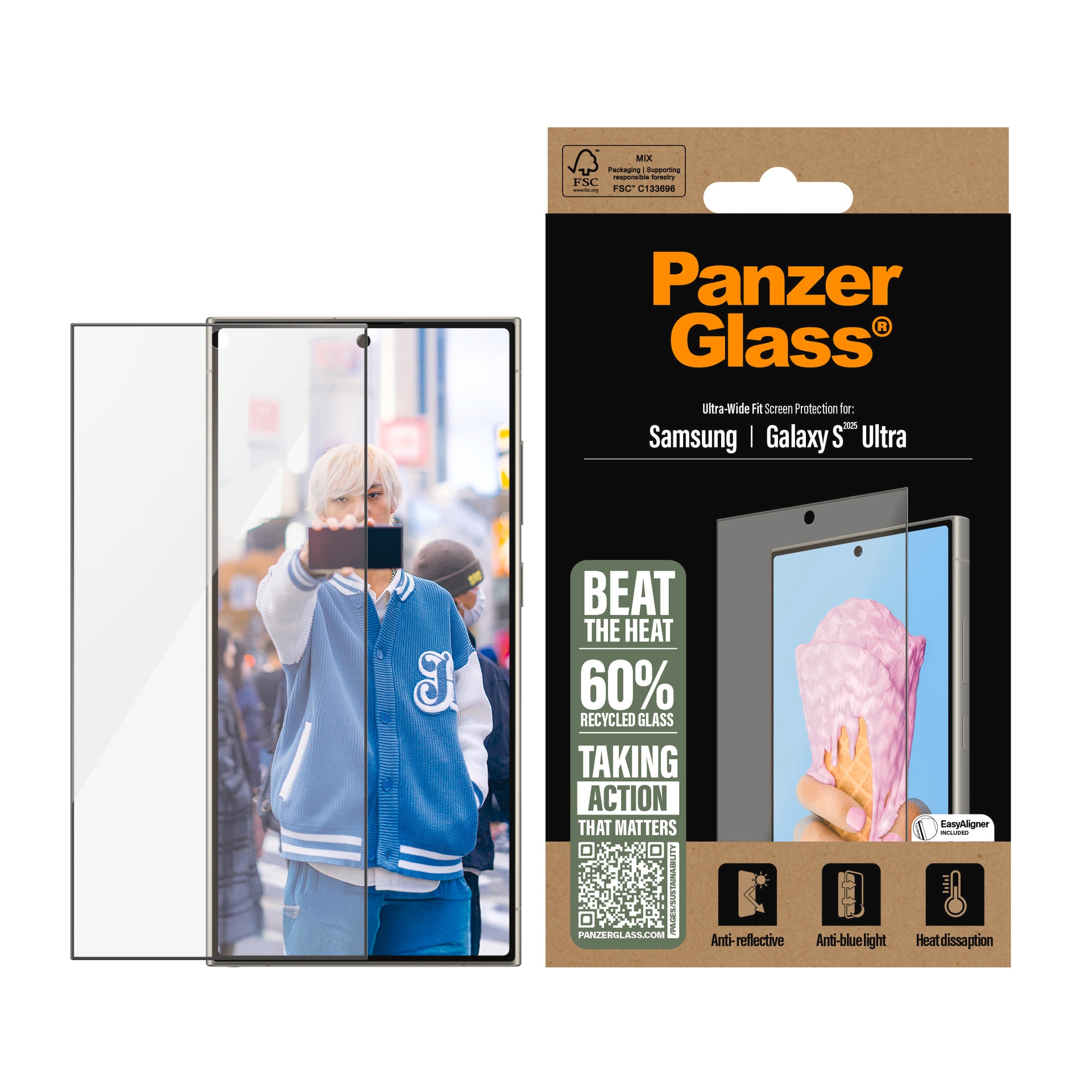 PanzerGlass Displayschutzglas »Ultra-Wide Fit Screen Protection« für Samsung Galaxy S25 Ultra Displayschutzfolie, Schutzfolie, Bildschirmschutz, kratz- & stossfest