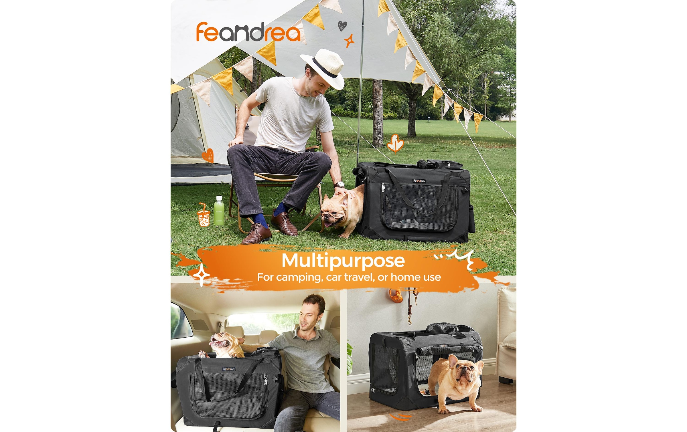 FEANDREA Tiertransportbox »Haustier, 60 x 42 x 42 cm, Schwarz«