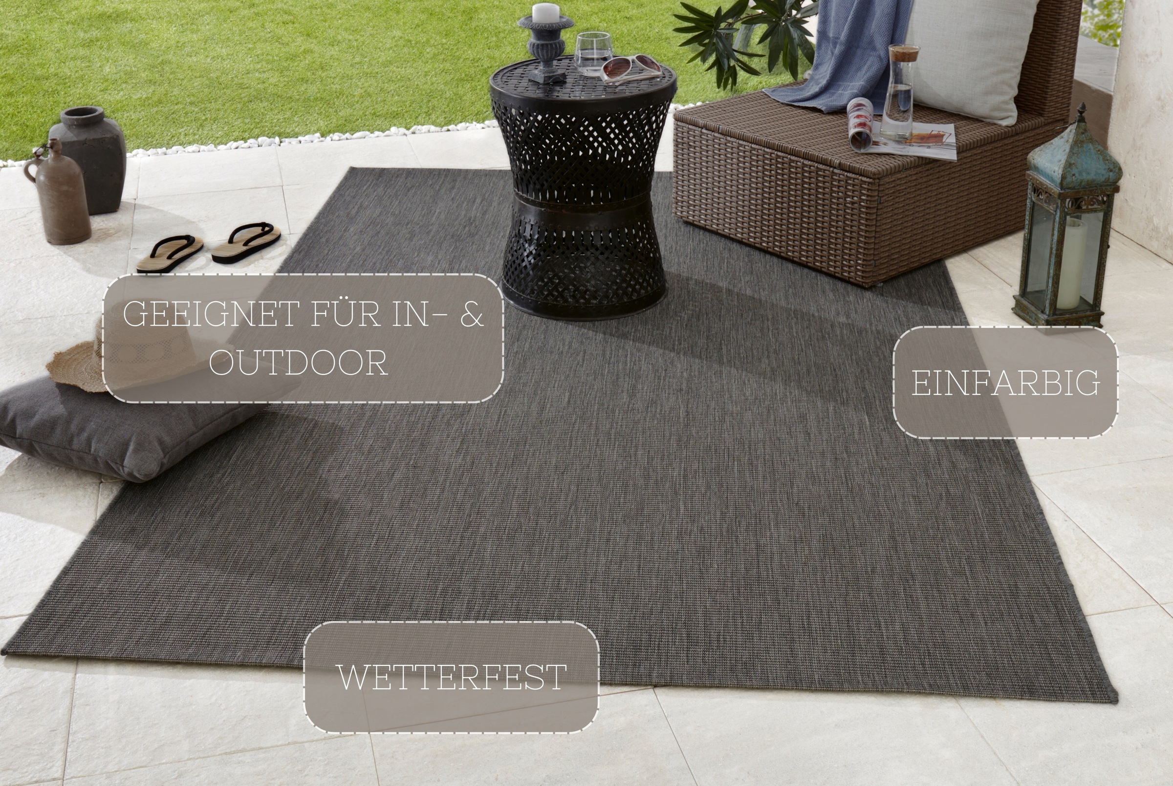 HANSE Home Teppich »Match«, rechteckig, 8 mm Höhe, In-& Outdoor, Kurzflor, Läufer, Modern, Unifarben, Wohnzimmer, Balkon