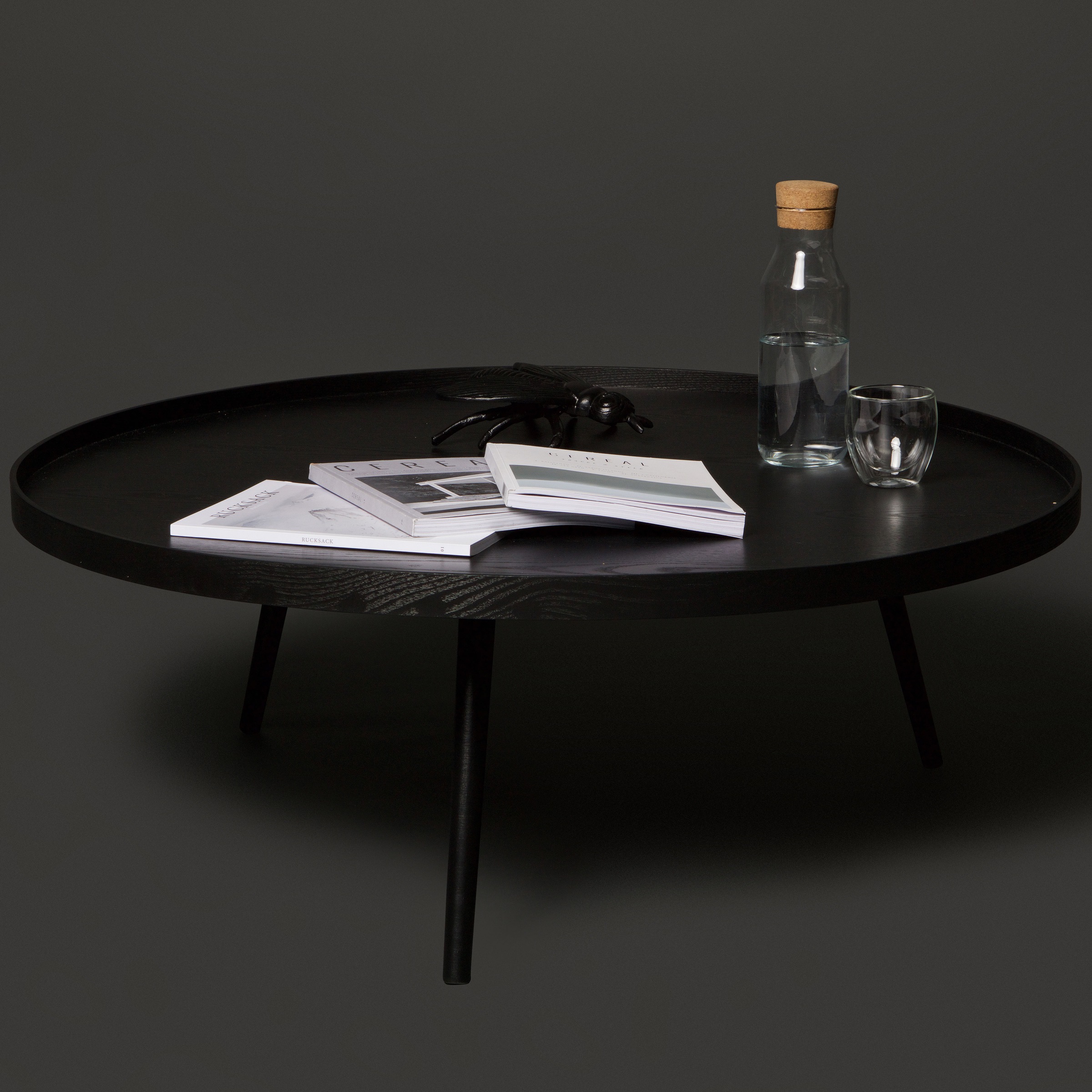 WOOOD Beistelltisch "Mesa mit MDF-Tischblatt und Kiefernholzbeinen Ø 100 x H 36 cm" Runde Form mit Randerhöhung, konische Kiefernholzbeine, Tragkraft 15kg