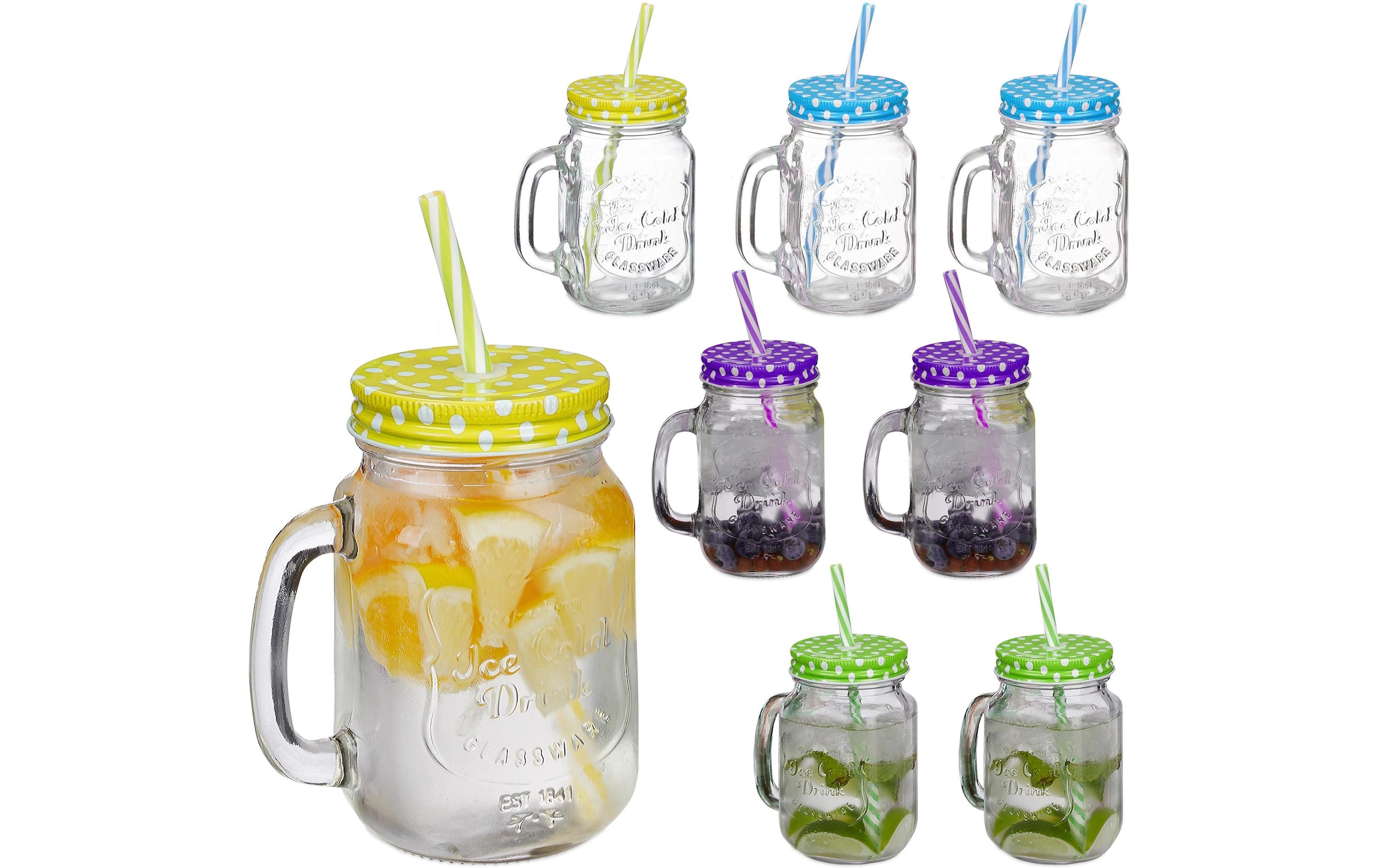 relaxdays Wasserkrug »Summer 500 ml, 8 Stück«
