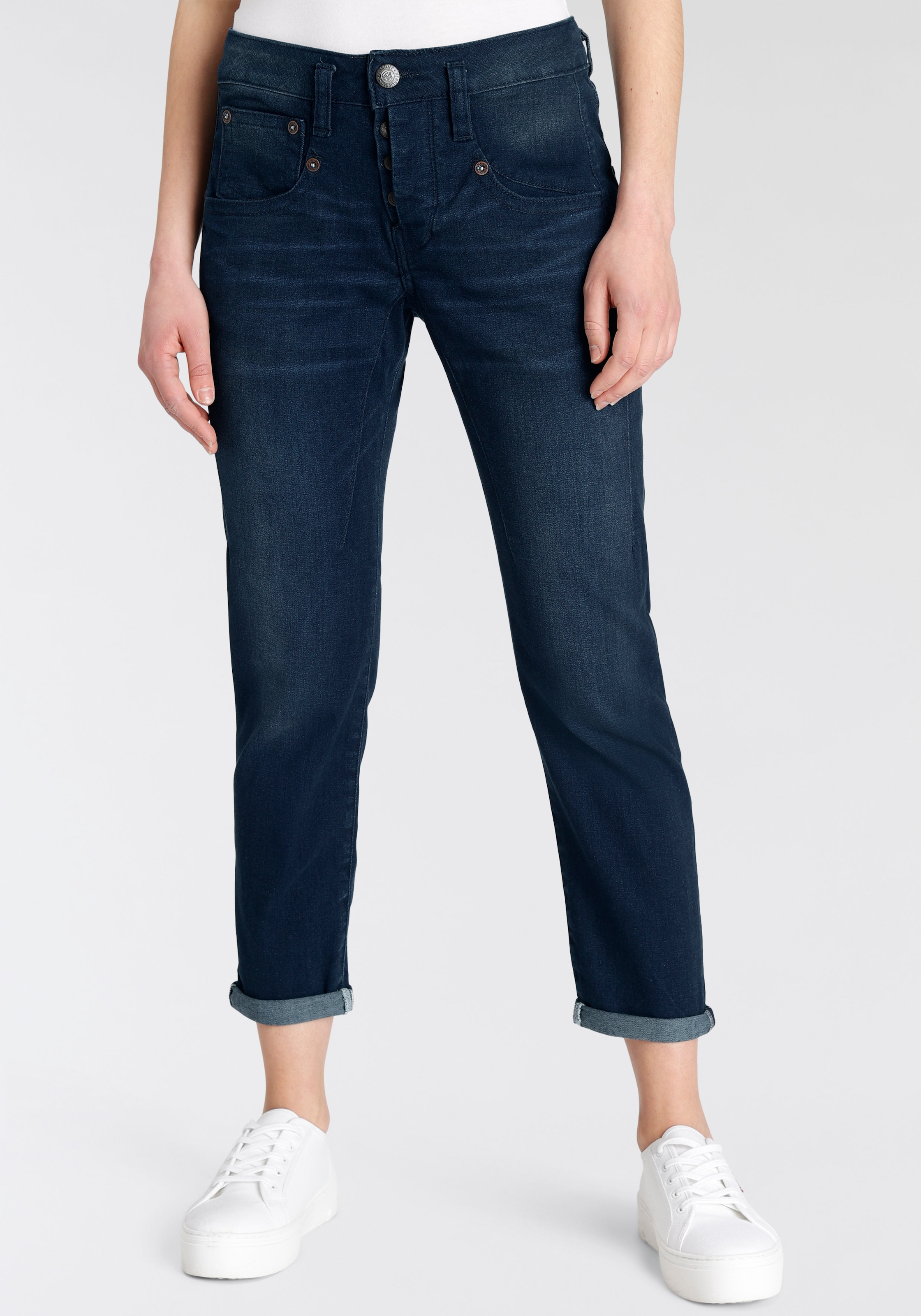 Gerade Jeans »Shyra Cropped Denim Smooth«, Im Boyfriend Style, Abriebeffekte, Vintage