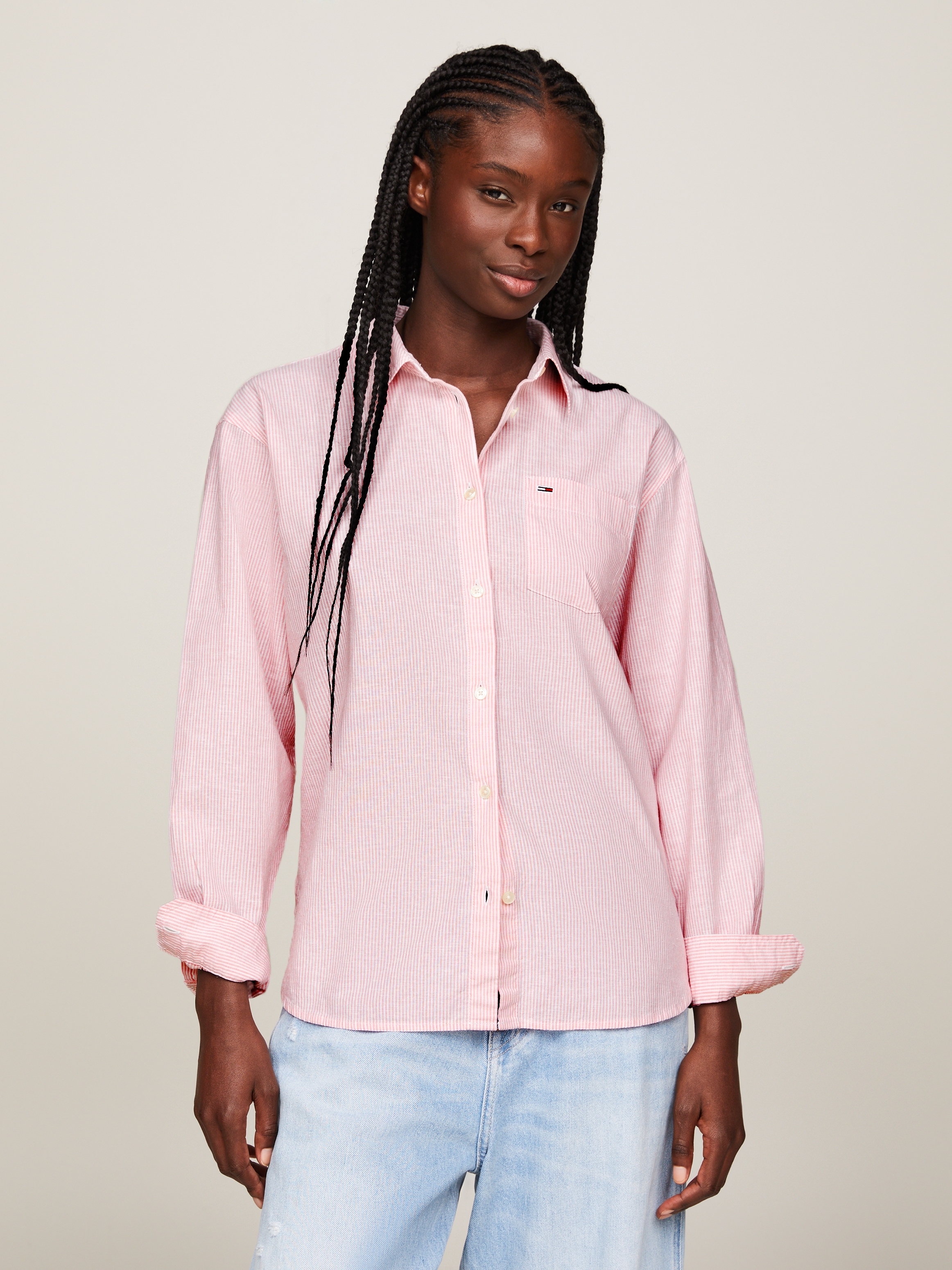 Tommy Jeans Hemdbluse »TJW BOXY STRIPE LINEN SHIRT«, im modischem Streifen