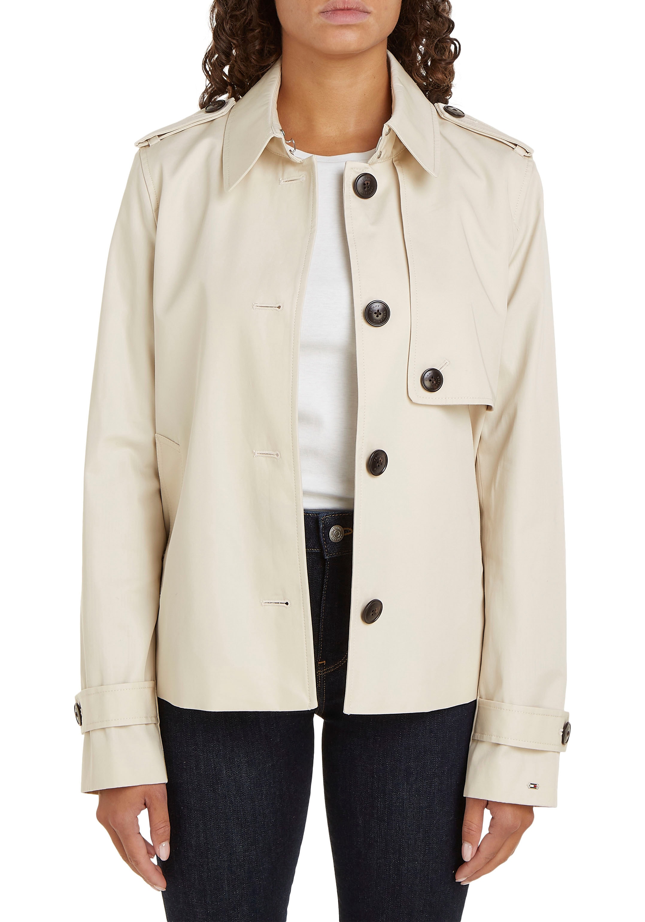 Tommy Hilfiger Kurzjacke »COTTON SB SHORT TRENCH«, mit typischen Trenchdetails