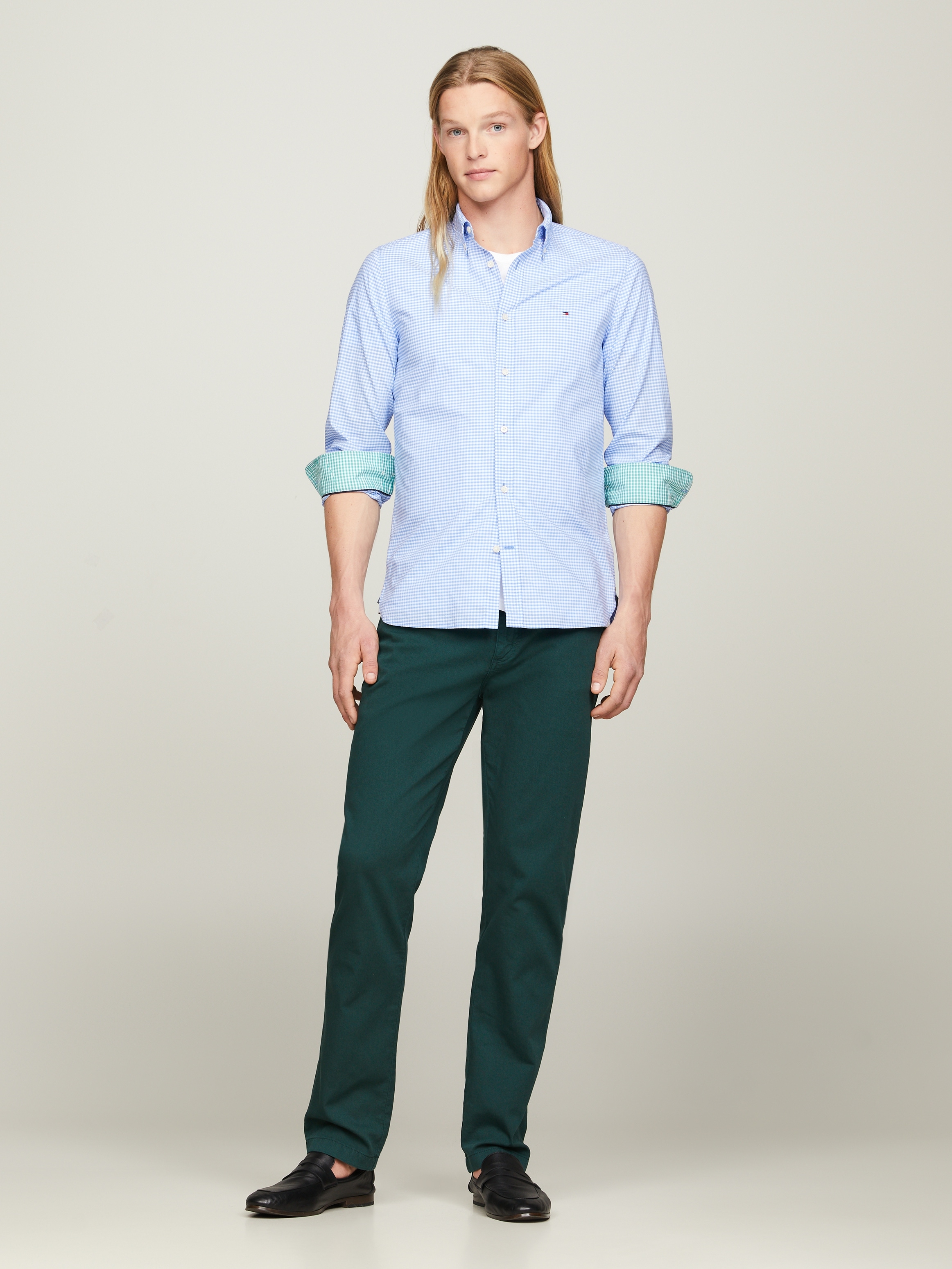 Tommy Hilfiger Karohemd »FLEX TEXTURED GINGHAM SF SHIRT«, mit kleiner Logostickerei