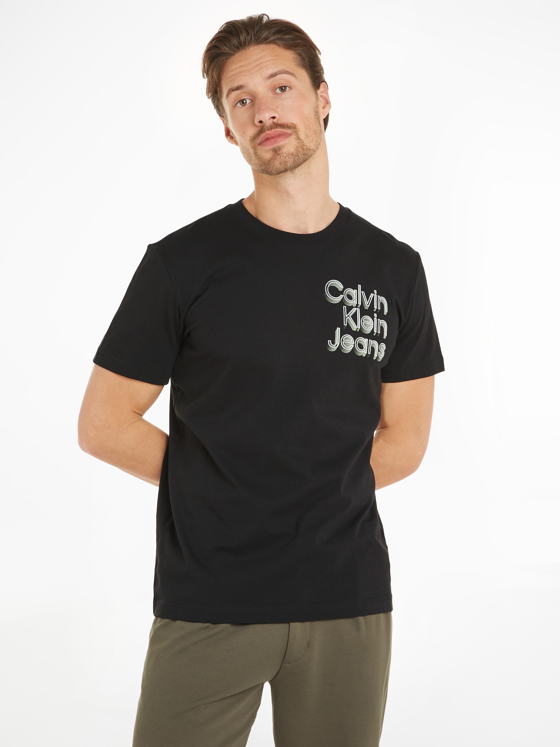 Calvin Klein Jeans T-Shirt »STACKED EUPHORIC LOGO TEE« mit Logoschriftzug