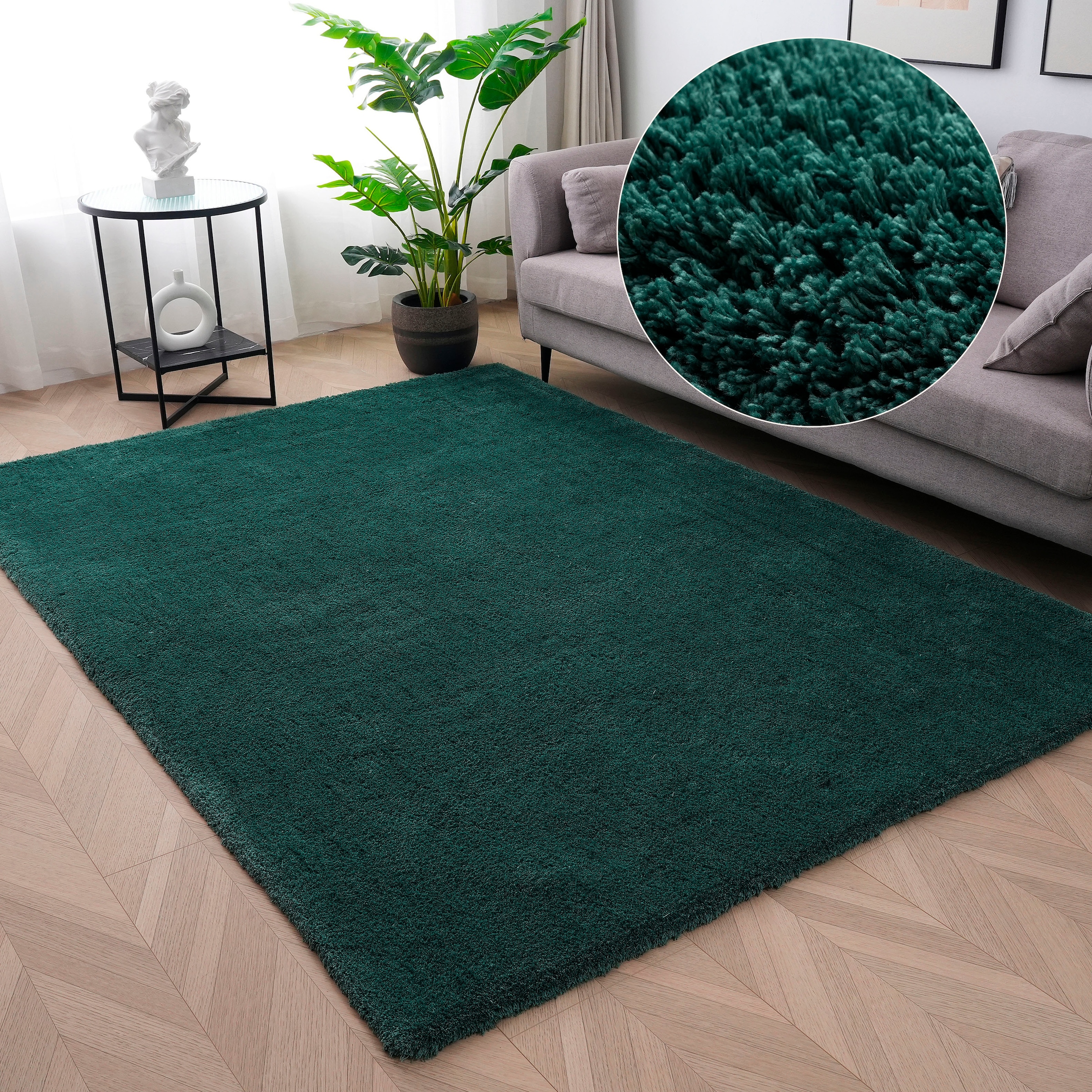 my home Hochflor-Teppich »Microfaser Teppich Magong, besonders weich, sehr feiner Flor«, rechteckig, 25 mm Höhe, uni, Wohnzimmer, Schlafzimmer, Kinderzimmer, auch rund und als Läufer