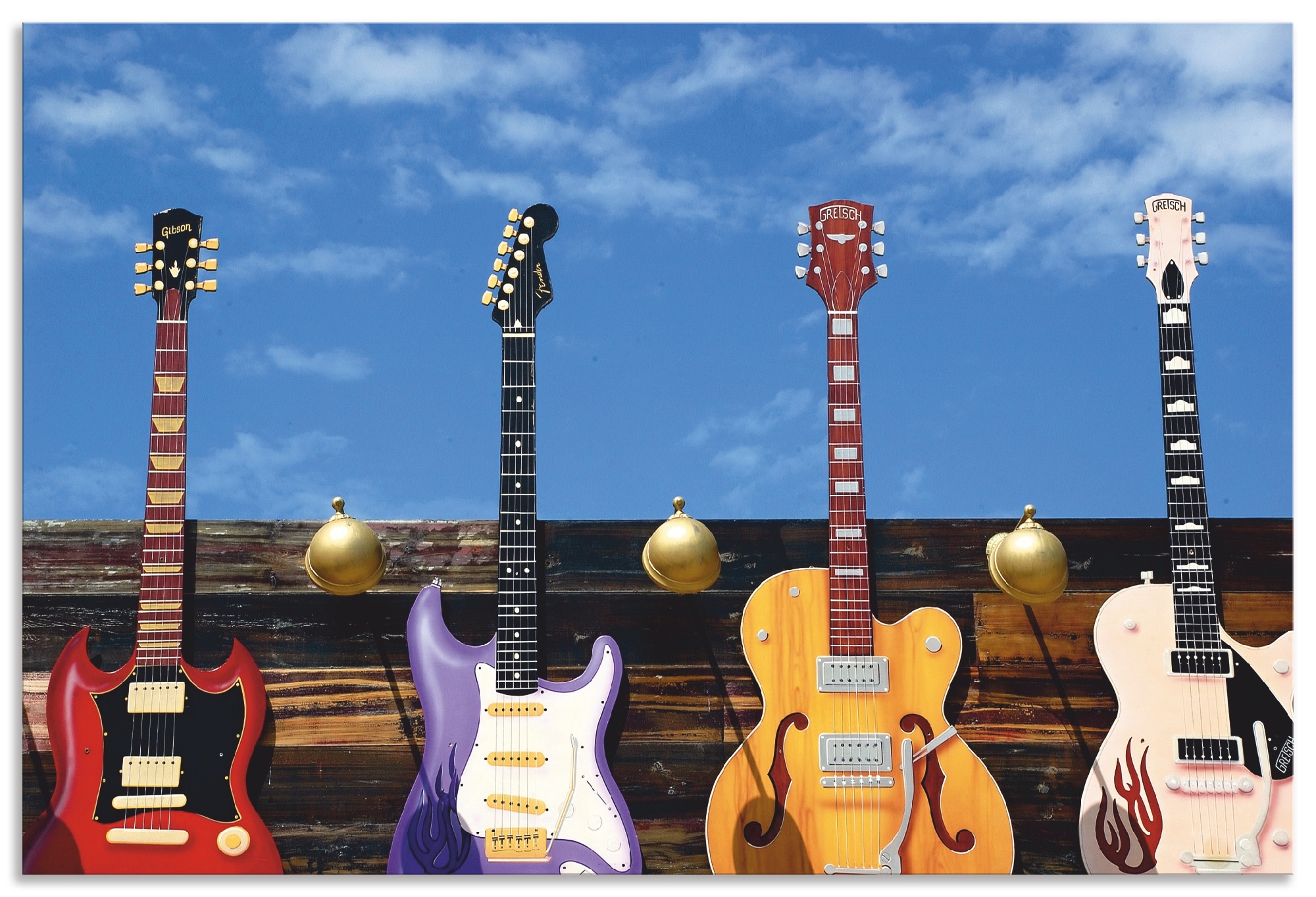 Artland Wandbild »Vier Elektrogitarren«, Instrumente, (1 St.), als Alubild, Leinwandbild, Wandaufkleber oder Poster in versch. Grössen