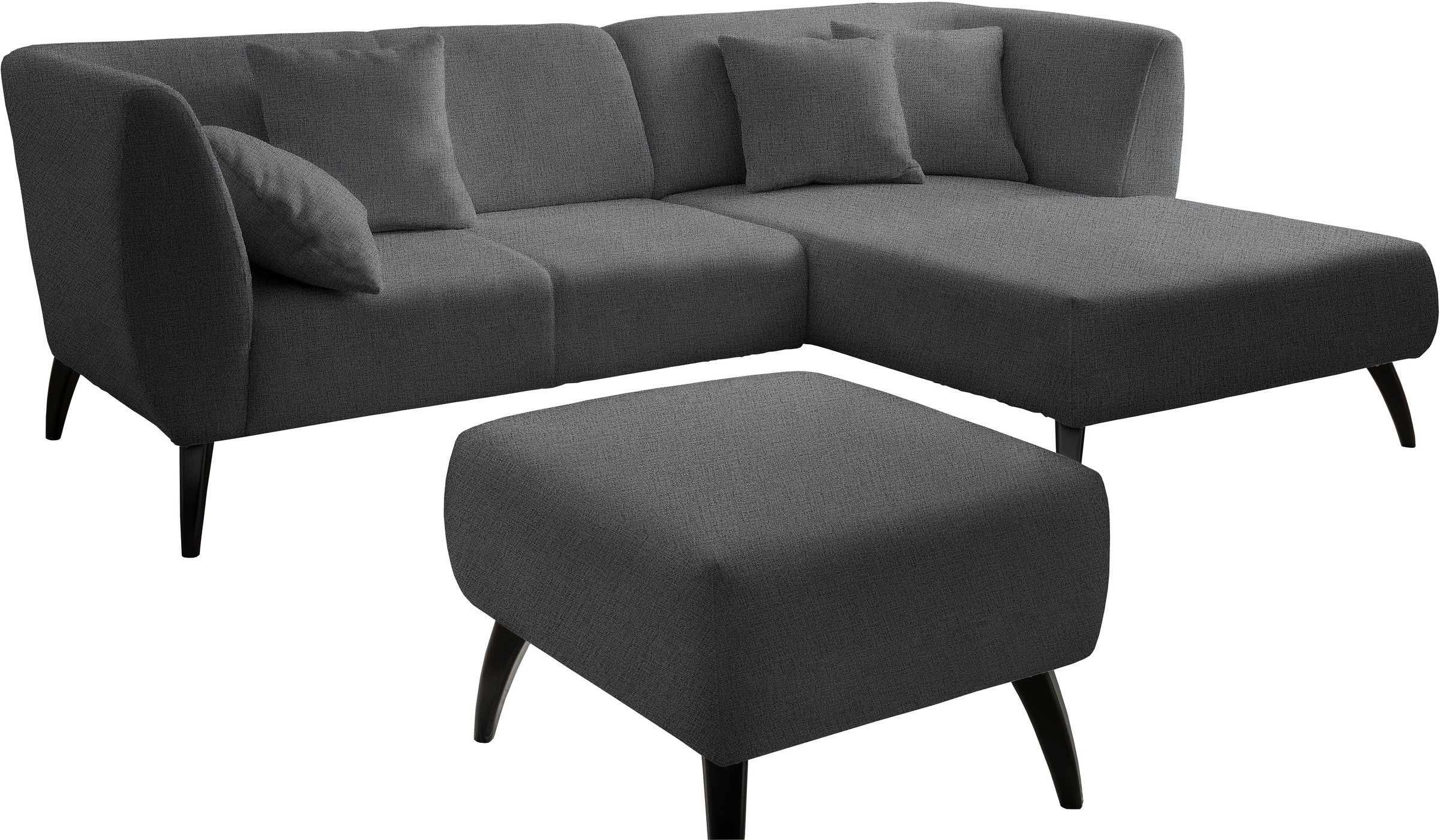 INOSIGN Ecksofa »Colori L-Form«, Holzfussfarbe wählbar, inkl. 4x Zierkissen