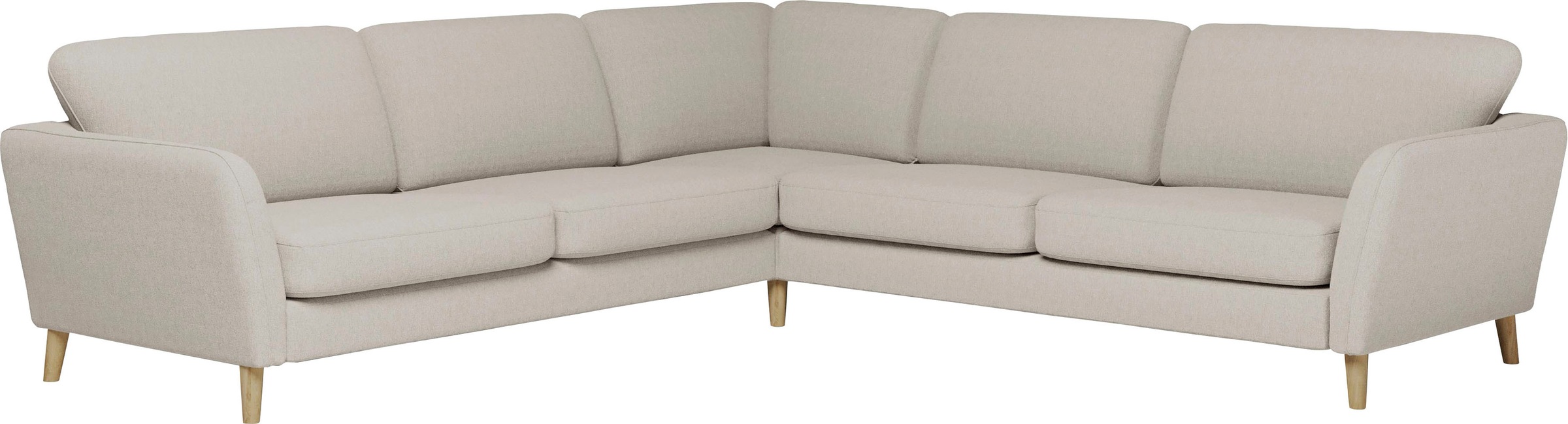 Home affaire Ecksofa »MARSEILLE 278/278 cm, L-Form, Webstoff, Flachgewebe, Filzoptik«, gleichschenklig, Massivholzbeine, Landhausstil, Wellenunterfederung