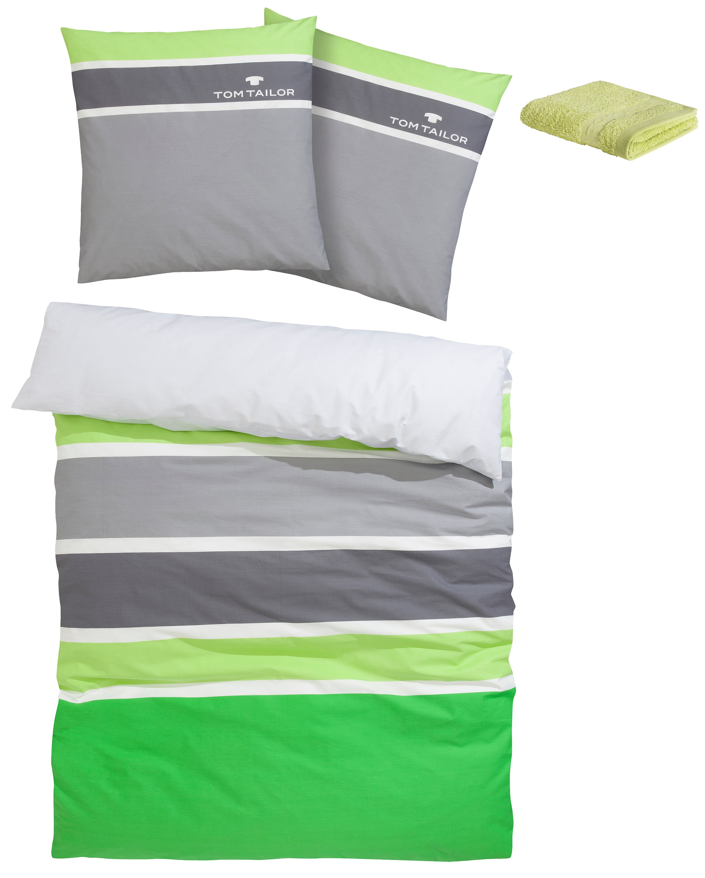 TOM TAILOR HOME Bettwäsche »Felix in Gr. 135x200 oder 155x220 cm«, mit GRATIS-Zugabe: Gästehandtuch (100% Baumwolle), mit Reissverschluss