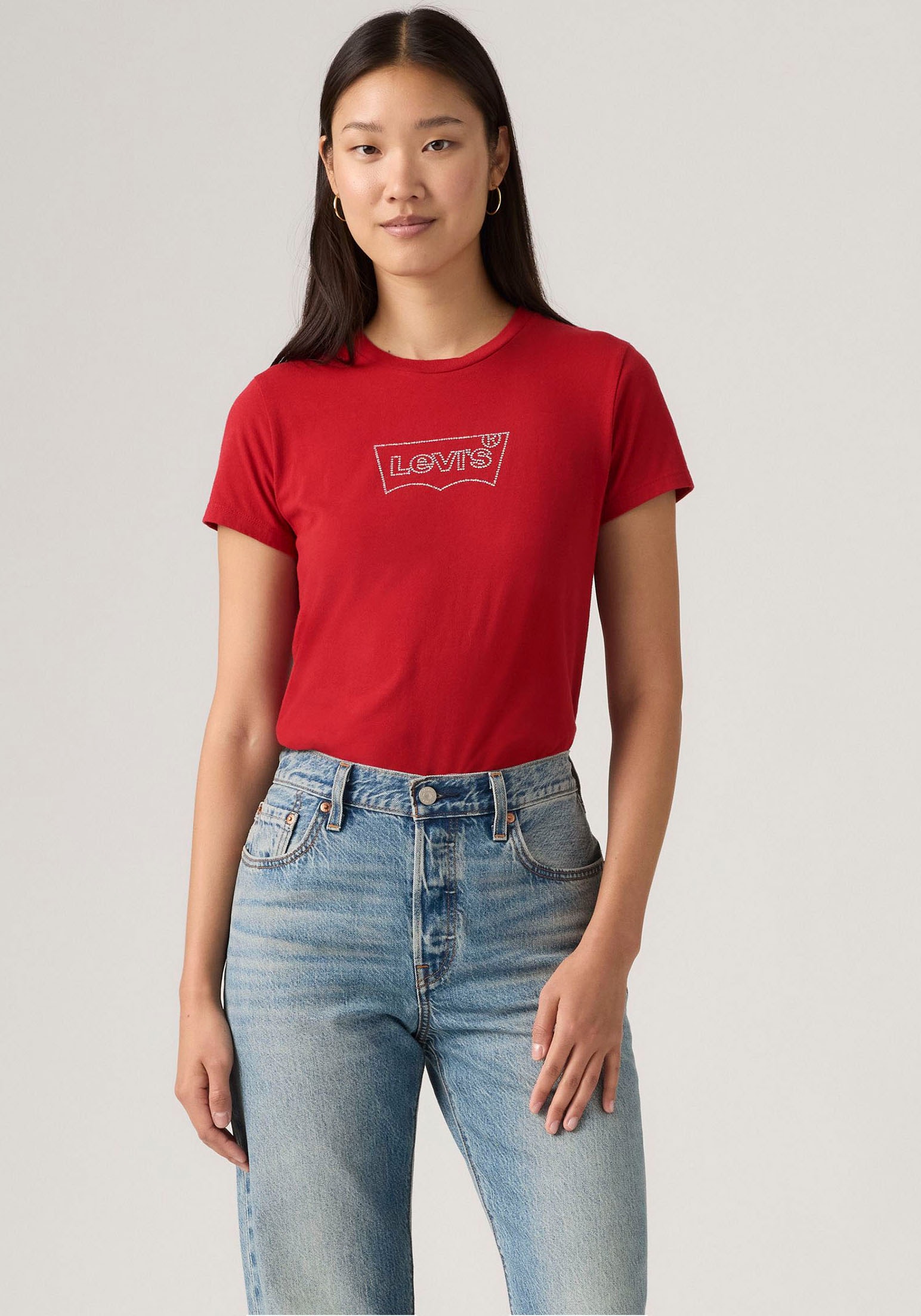 Levi's® Rundhalsshirt »THE PERFECT TEE« mit Logo im Metallic-Holo Print