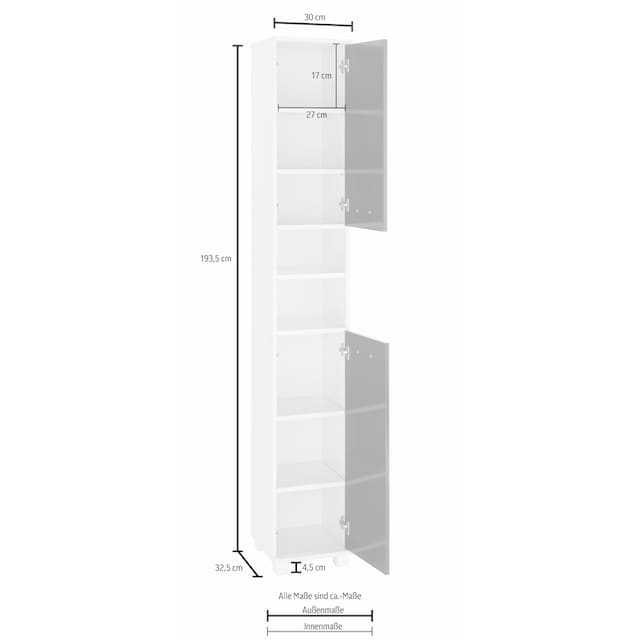Schildmeyer Hochschrank »Colli«, Höhe 193,7 cm, Badezimmerschrank mit  Metallgriffen, Ablageböden online shoppen | Jelmoli-Versand