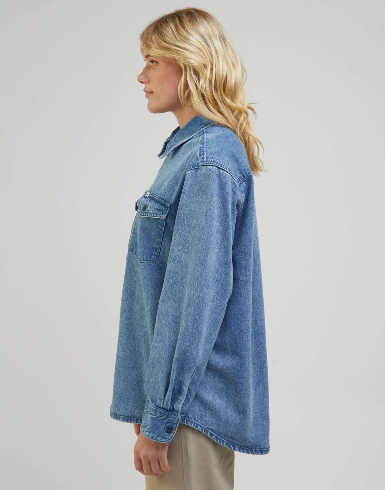 Lee® Jeansbluse »LEE Jeanshemden Zip Popover Shirt«