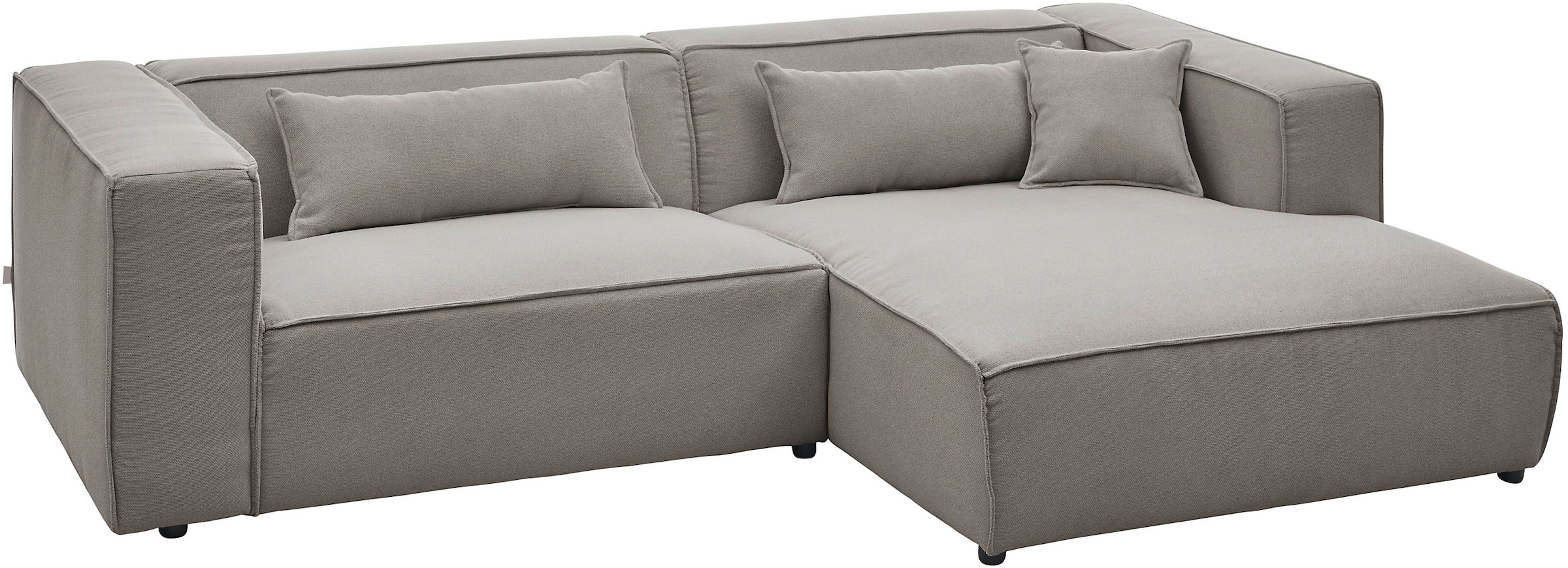 LeGer Home by Lena Gercke Ecksofa »PIARA mit Kedernaht in Cord oder Leinenoptik, moderne Couch in L-Form«, wahlweise Ottomane rechts/links, schwarze Füsse, bequemer Sitzkomfort