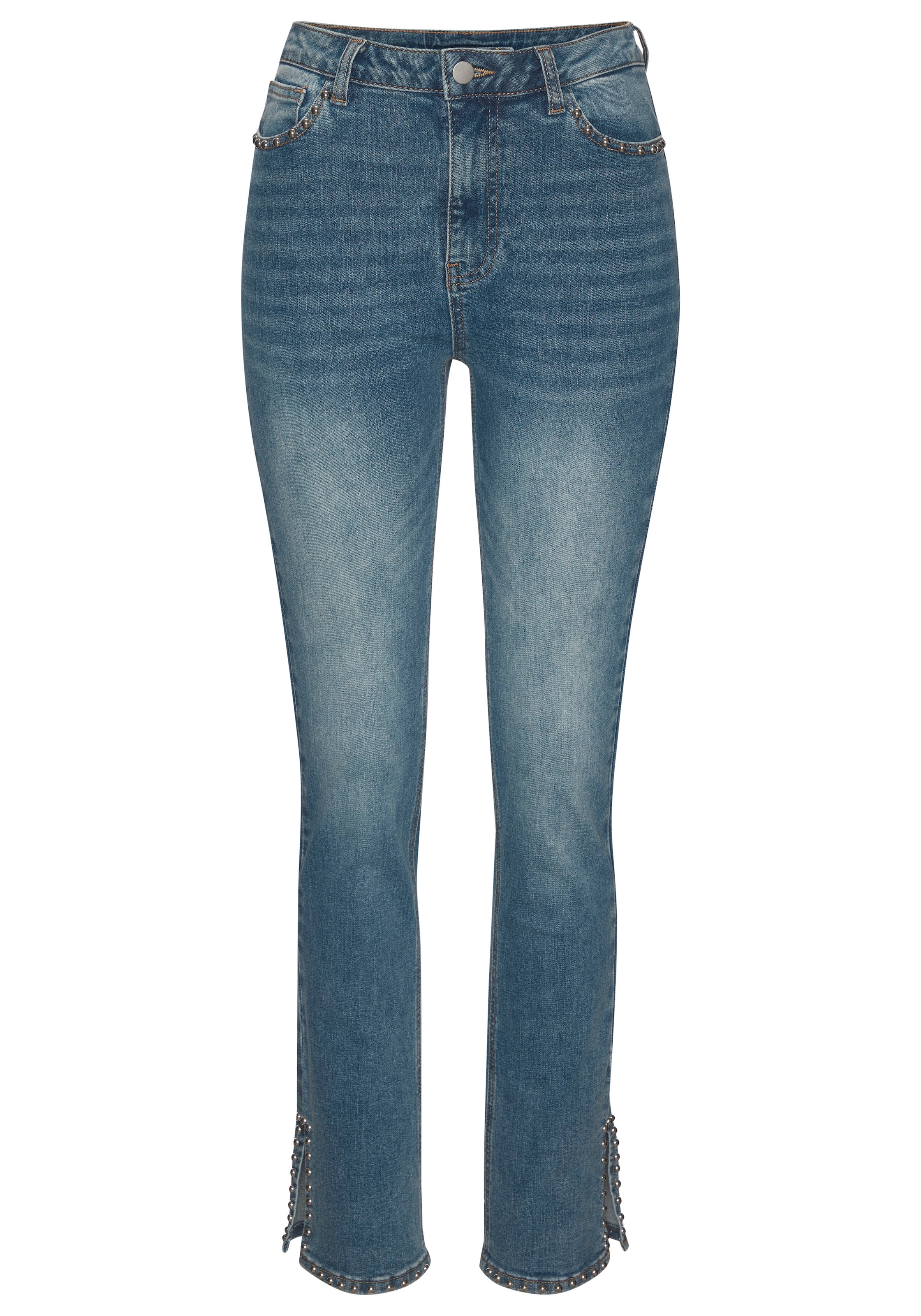 Buffalo Bootcut-Jeans, mit Schlitz, Nietendetails, Skinny Jeans, modisch