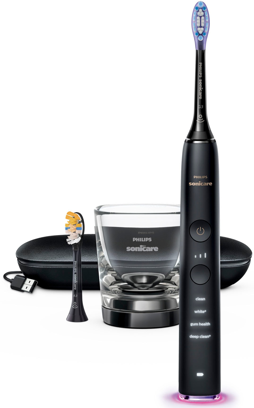 Philips Sonicare Elektrische Zahnbürste »DiamondClean 9400, HX9917«, 2 St. Aufsteckbürsten, mit integriertem Drücksensor, 4 Putzprogramme und 3 Intensitätsstufen