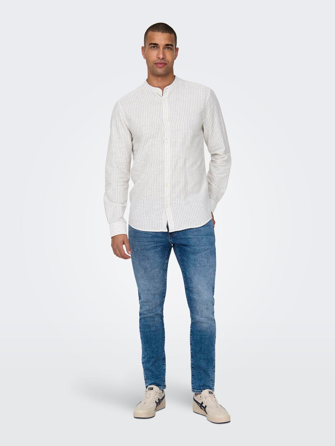 ONLY & SONS Langarmhemd »ONSCAIDEN LS MAO STRIPE LINEN SHIRT NOOS«