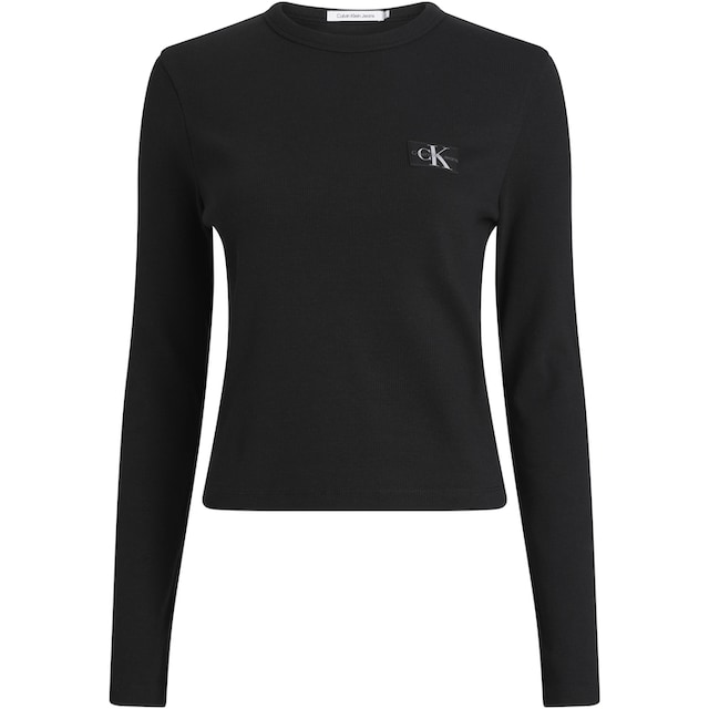 Calvin Klein Jeans Langarmshirt »WOVEN LABEL RIB LONG SLEEVE« online kaufen  | Jelmoli-Versand