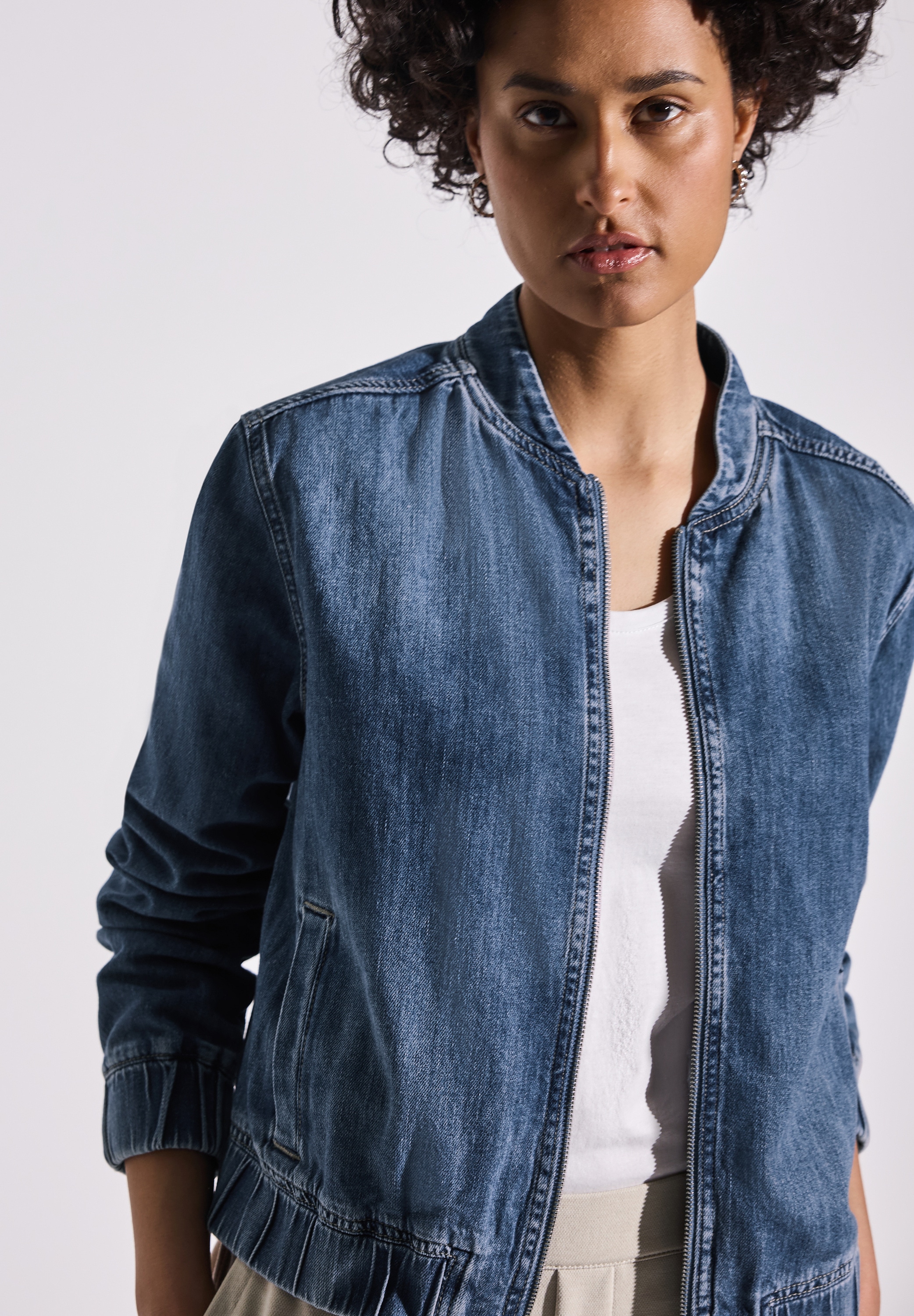 STREET ONE Blouson, ohne Kapuze, Denim, mit Reissverschluss