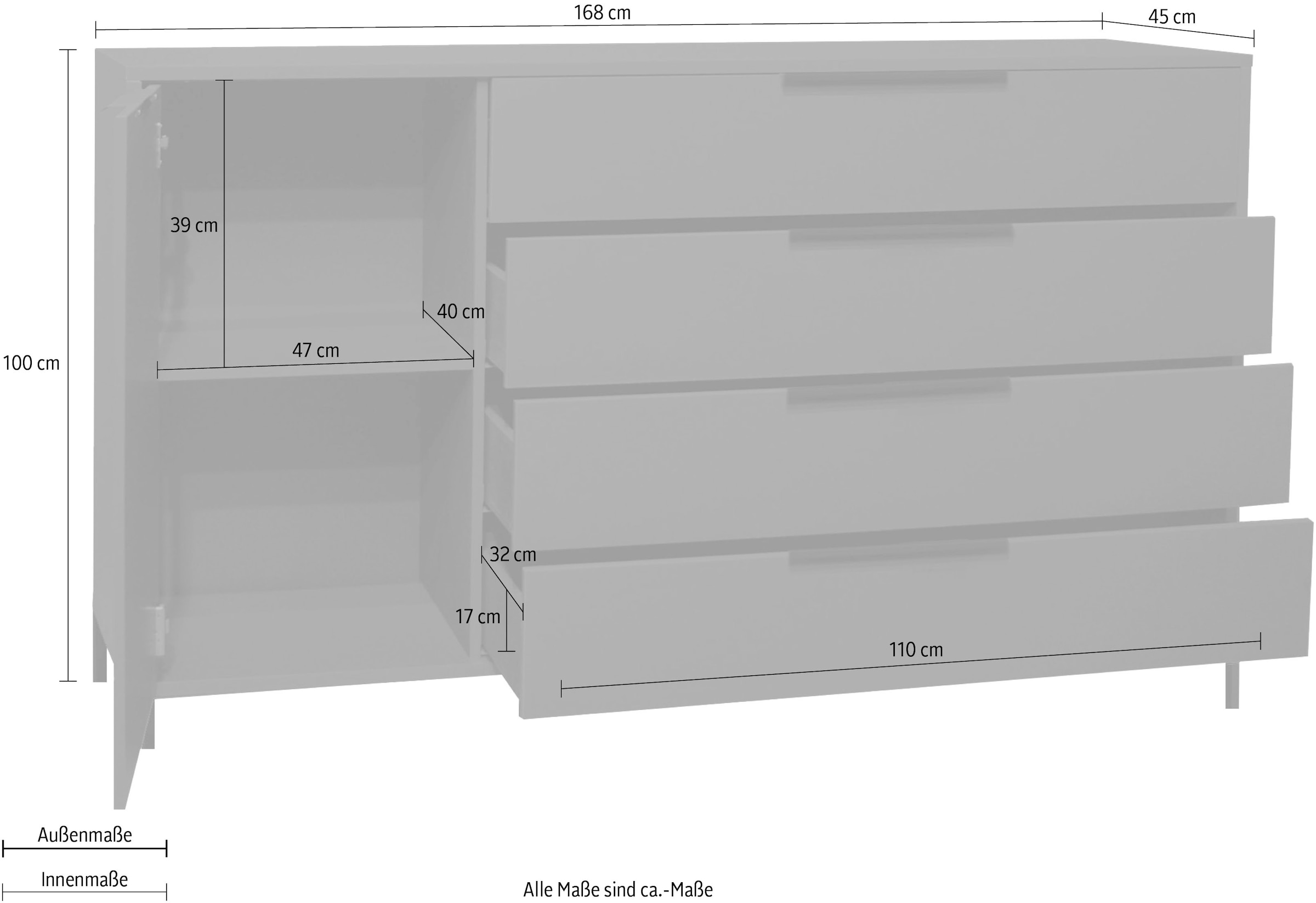 Mäusbacher Highboard »Bonnie«, Breite 168 cm mit Quadratgestell online  bestellen | Jelmoli-Versand | Mehrzweckschränke