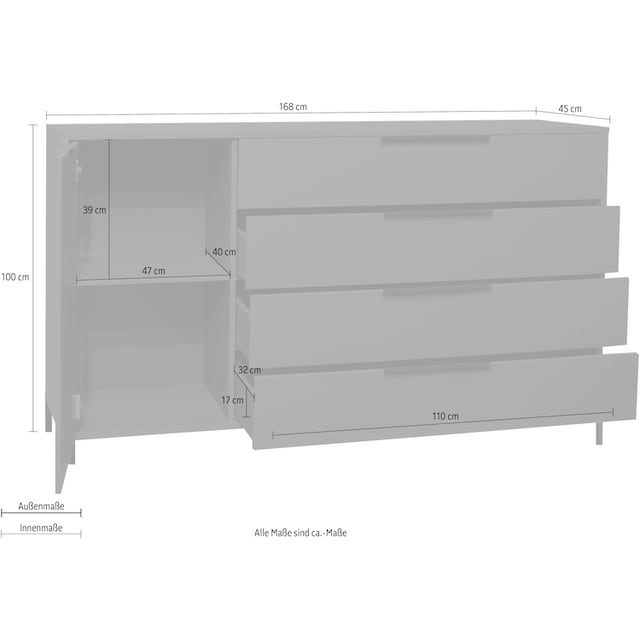 Mäusbacher Highboard »Bonnie«, Breite 168 cm mit Quadratgestell online  bestellen | Jelmoli-Versand
