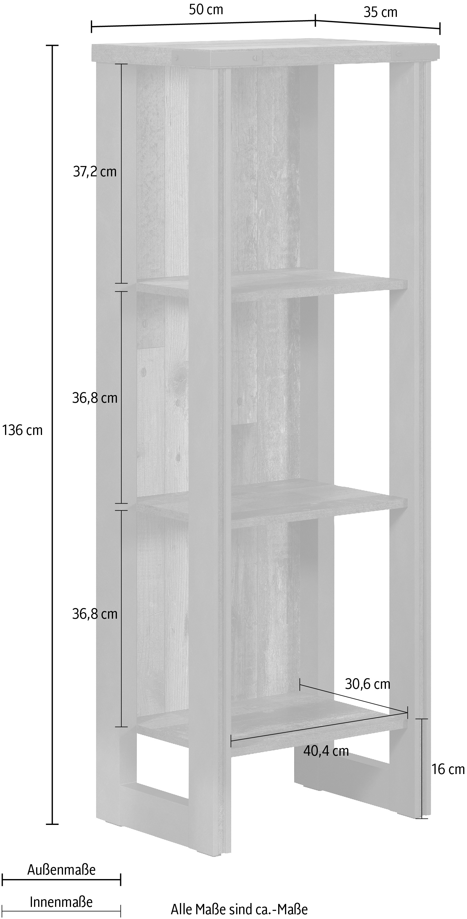 Home affaire Aktenregal »Bristol«, modernes Design, Bücherregal, Masse (B/T/H) 50/35/36 cm