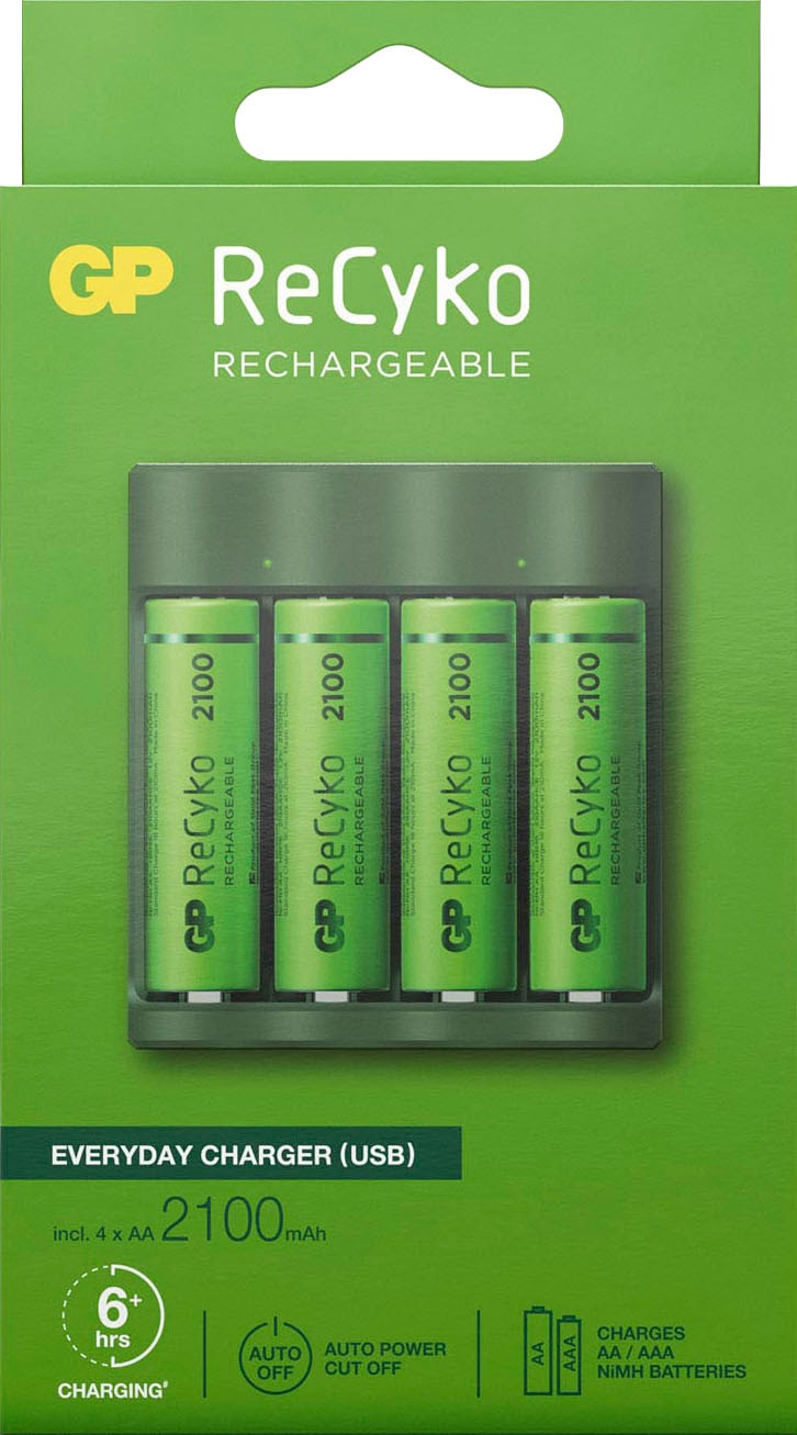 GP Batteries Akku-Ladestation »USB-Akkuladegerät B421 inkl. 4x ReCyko AA Akkus je 2100 mAh«