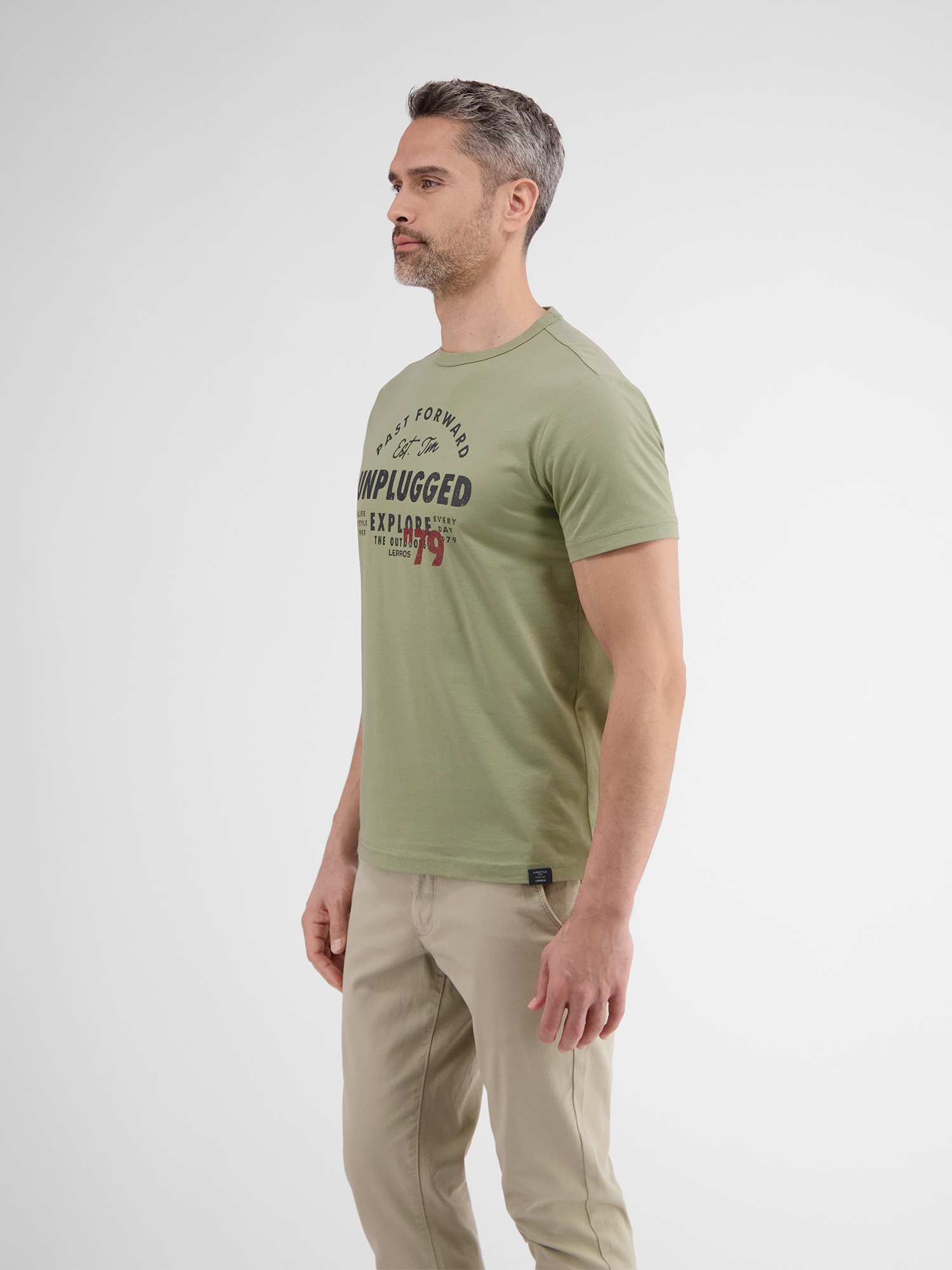 LERROS T-Shirt »LERROS Unifarbenes T-Shirt mit Print«