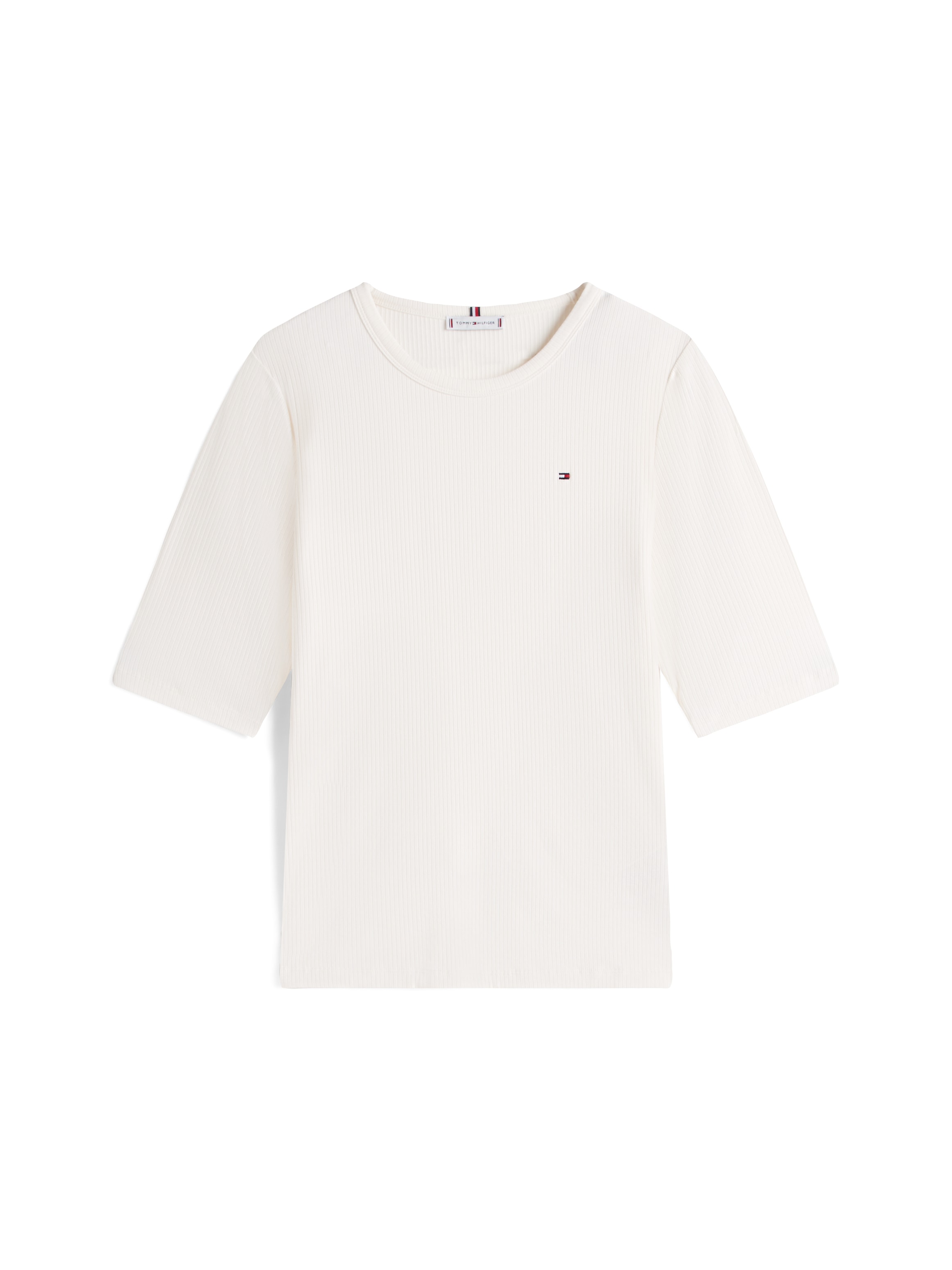 Tommy Hilfiger Curve Kurzarmshirt »CRV SLIM 5X2 RIB C-NK 1/2 SLV«, in grossen Grössen, in gerippter Struktur