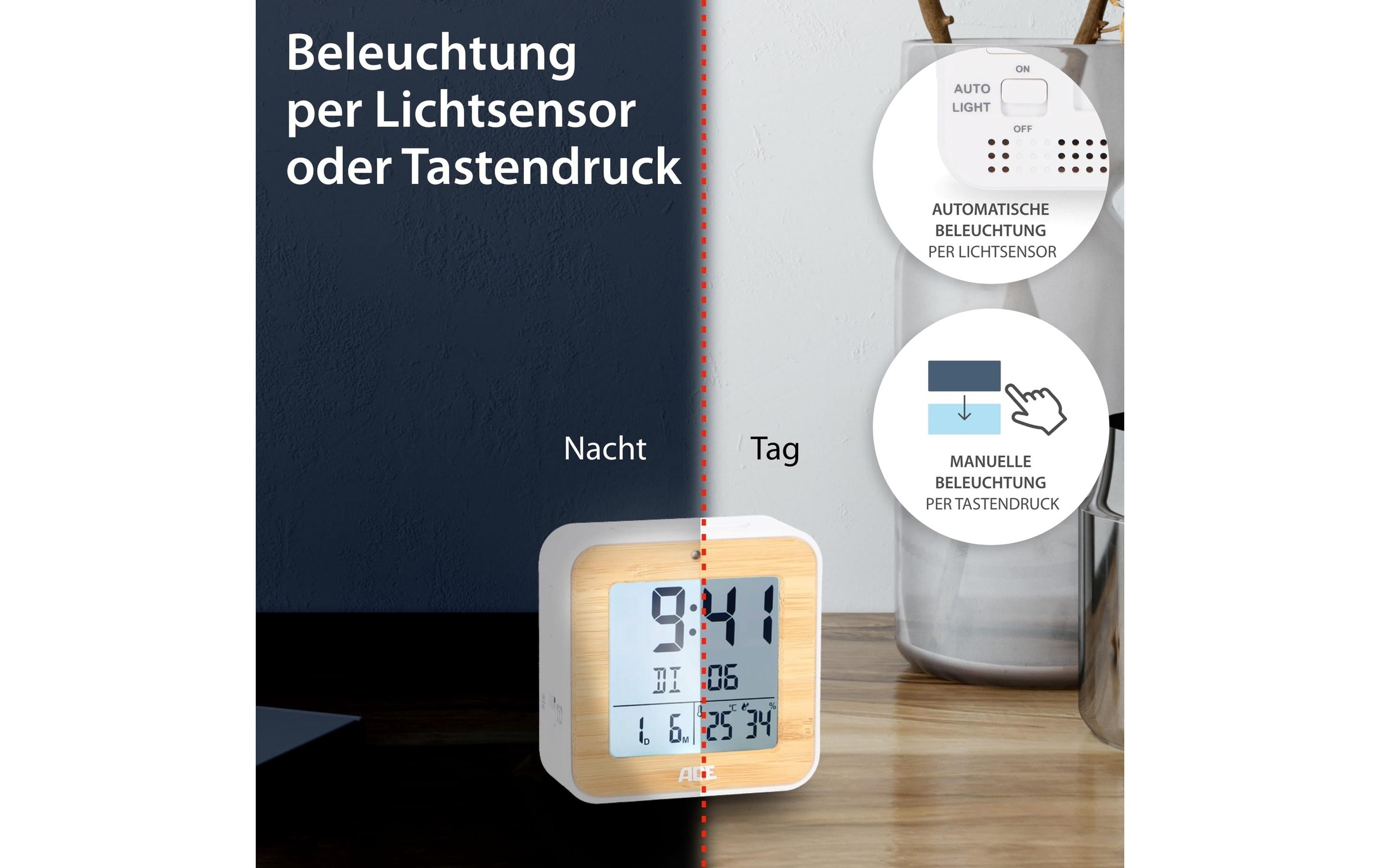 ADE Funkwecker »Weiss/Nature«