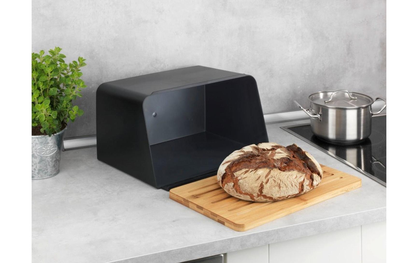 WENKO Brotkasten »Kubo Schwarz«, (1 tlg.), Holzart: Bambus (China)