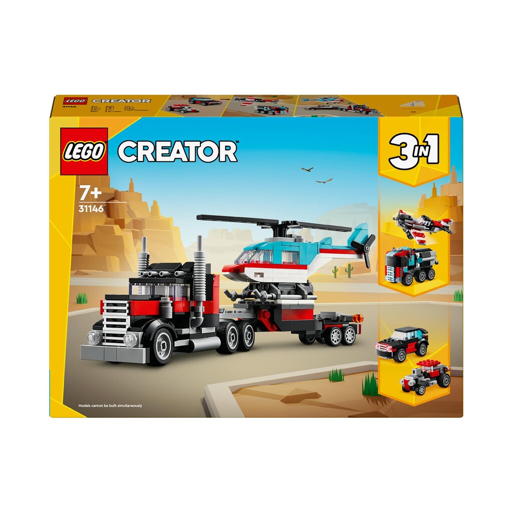 LEGO® Spielbausteine »Tieflader mit Hubschrauber 31146«, (270 St.)