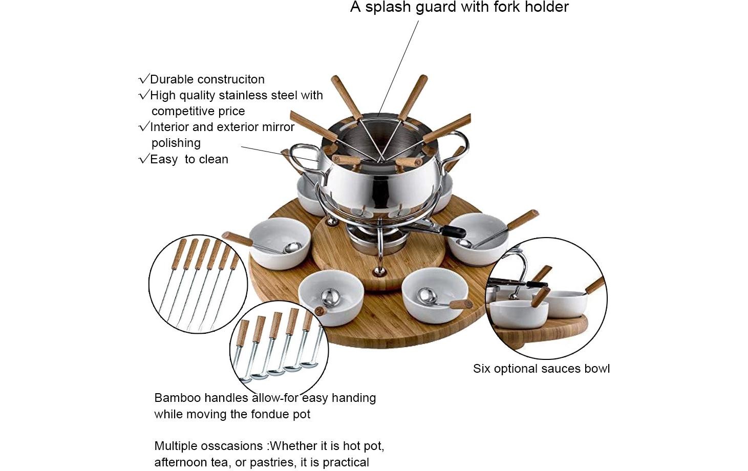 ohmex Fondue »OHM-FND-2229 29 Teile«, Holzart: Bambus (China)