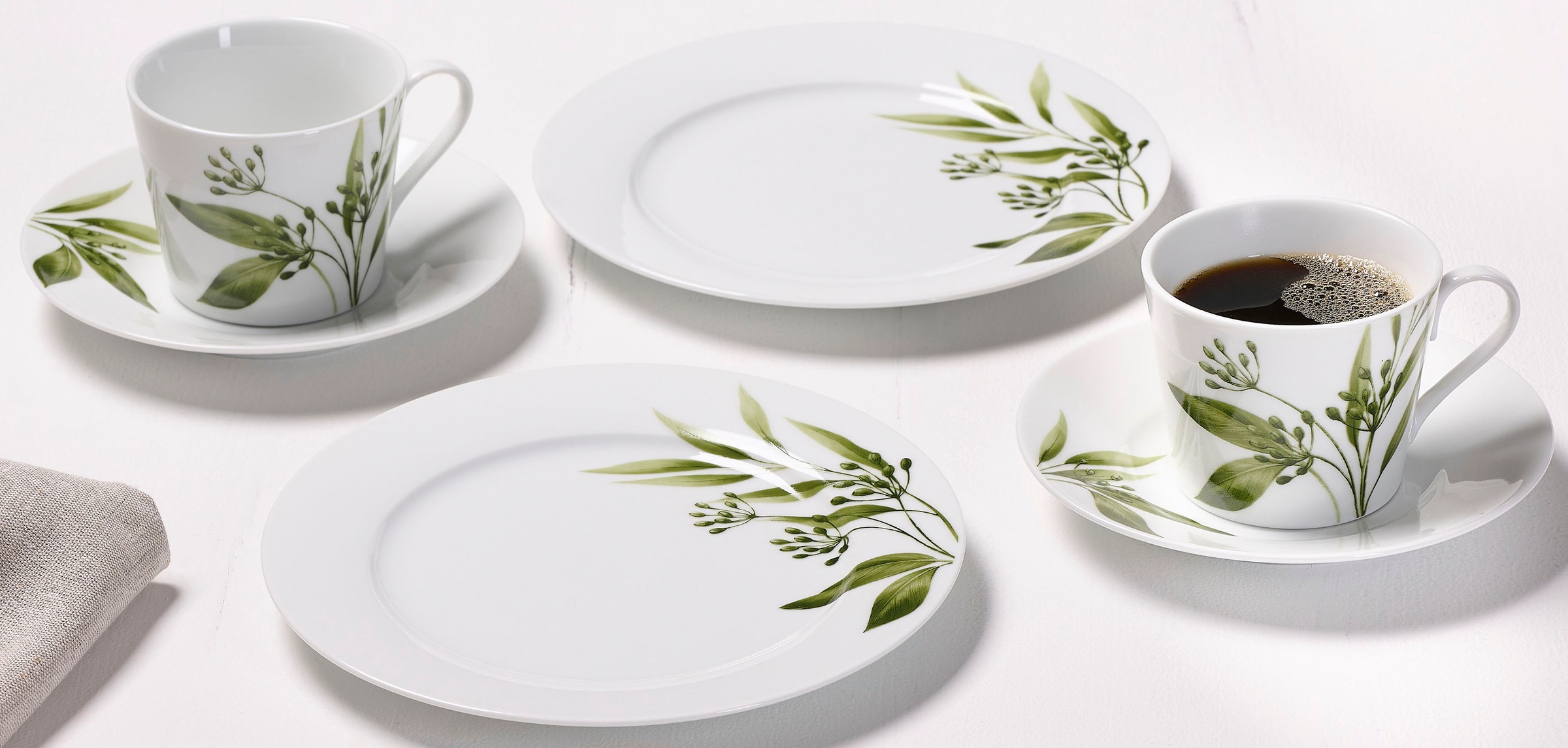 Ritzenhoff & Breker Kaffeeservice "Evora" Geschirr-Set mit Botanik-Motiv