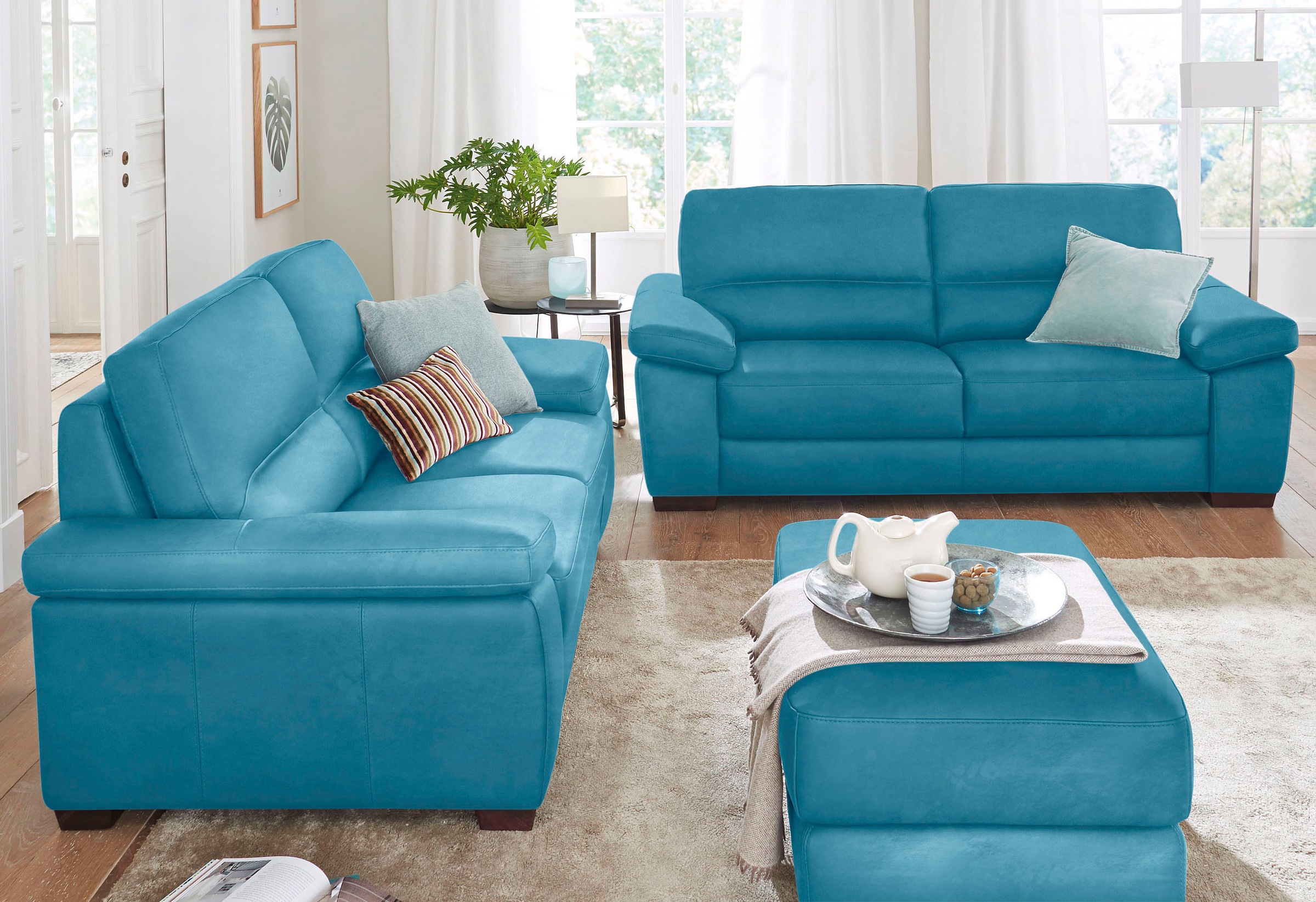 CALIA ITALIA Hocker »Gaia, in edlem Design und mit erstklassigem Sitzkomfort«, aus pflegeleichtem Luxus-Microfaser Ginevra Hydro Care